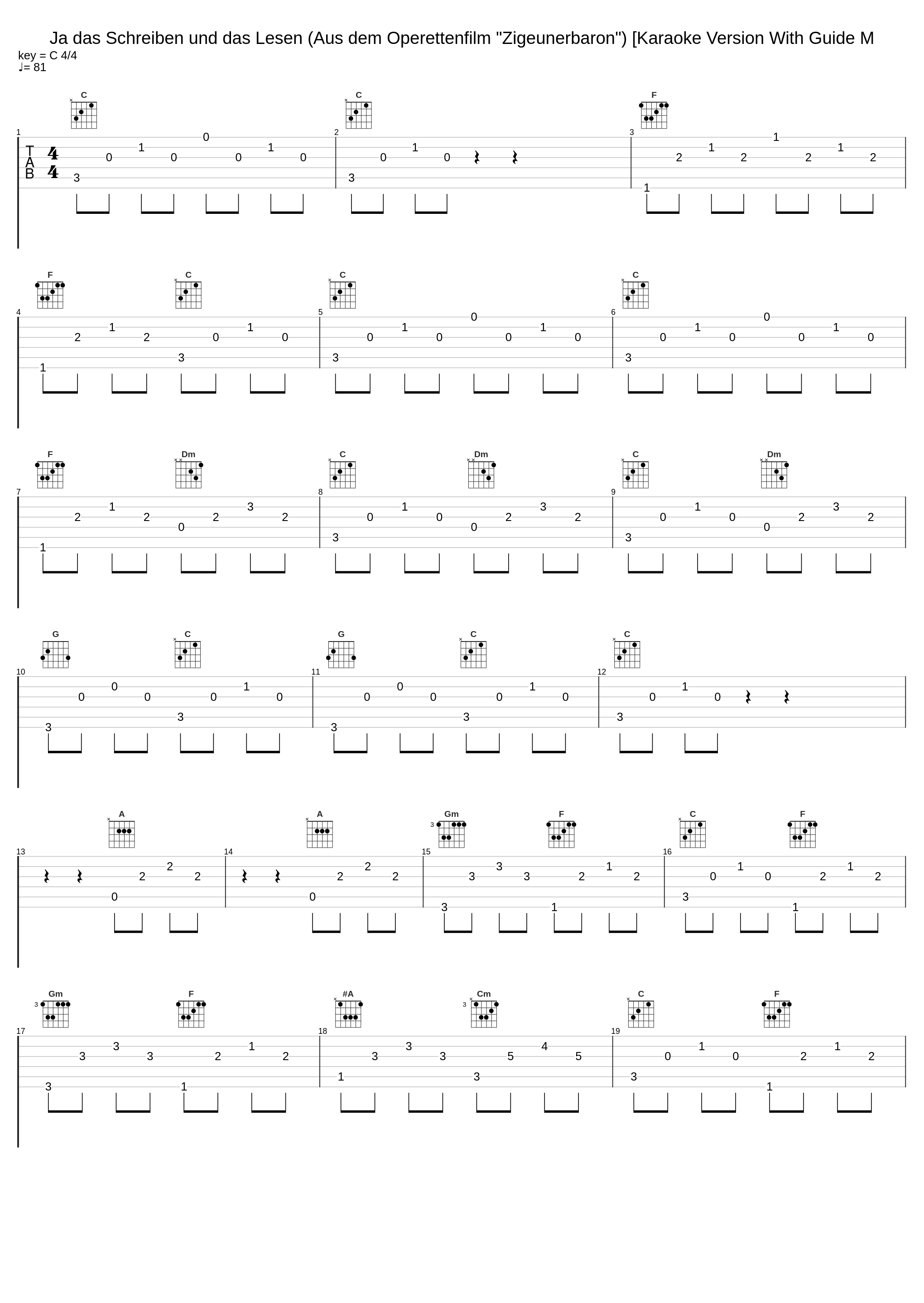 Ja das Schreiben und das Lesen (Aus dem Operettenfilm "Zigeunerbaron") [Karaoke Version With Guide M_La-Le-Lu,Johann Strauss Jr._1