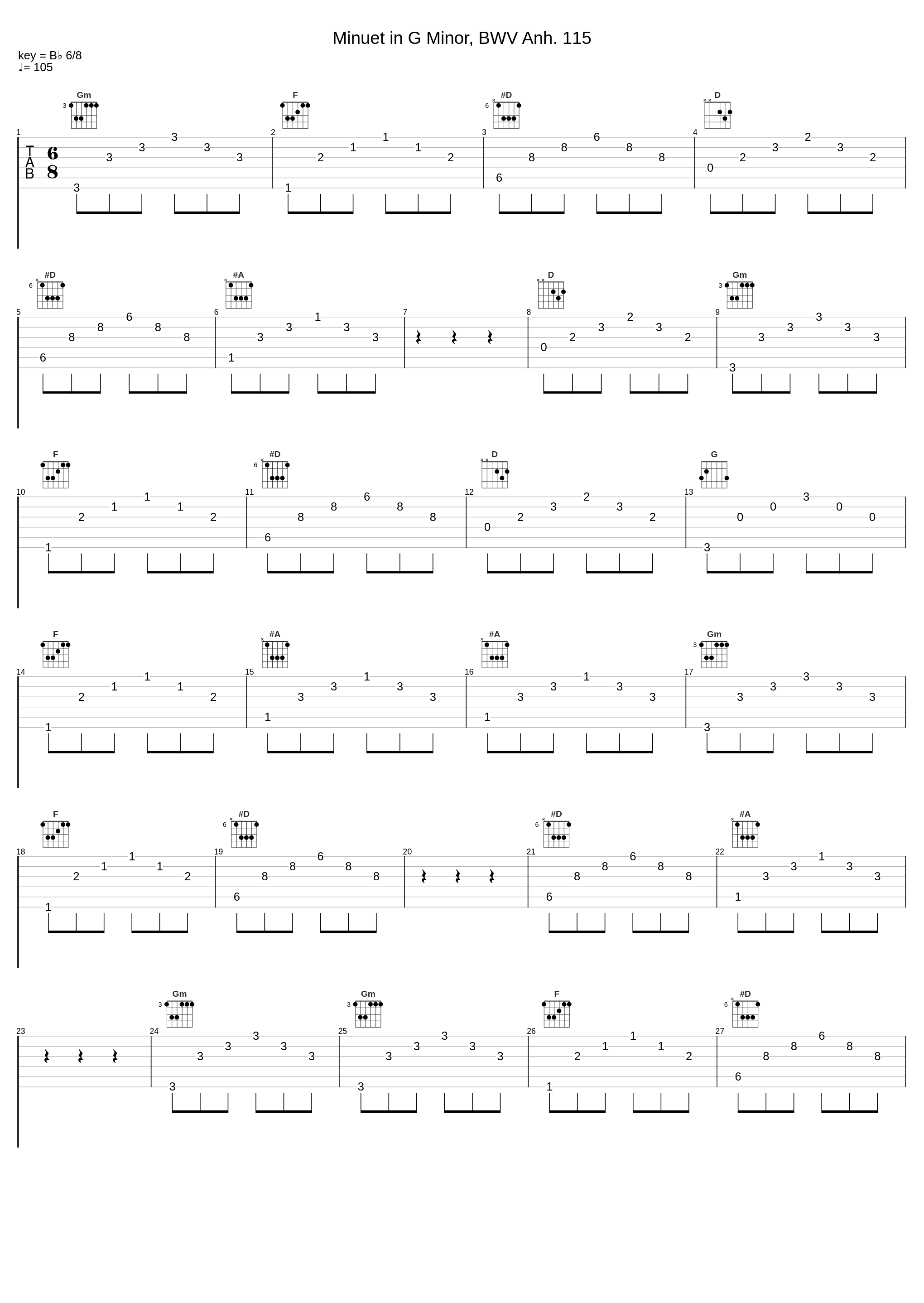 Minuet in G Minor, BWV Anh. 115_Braclassic,Johann Sebastian Bach_1