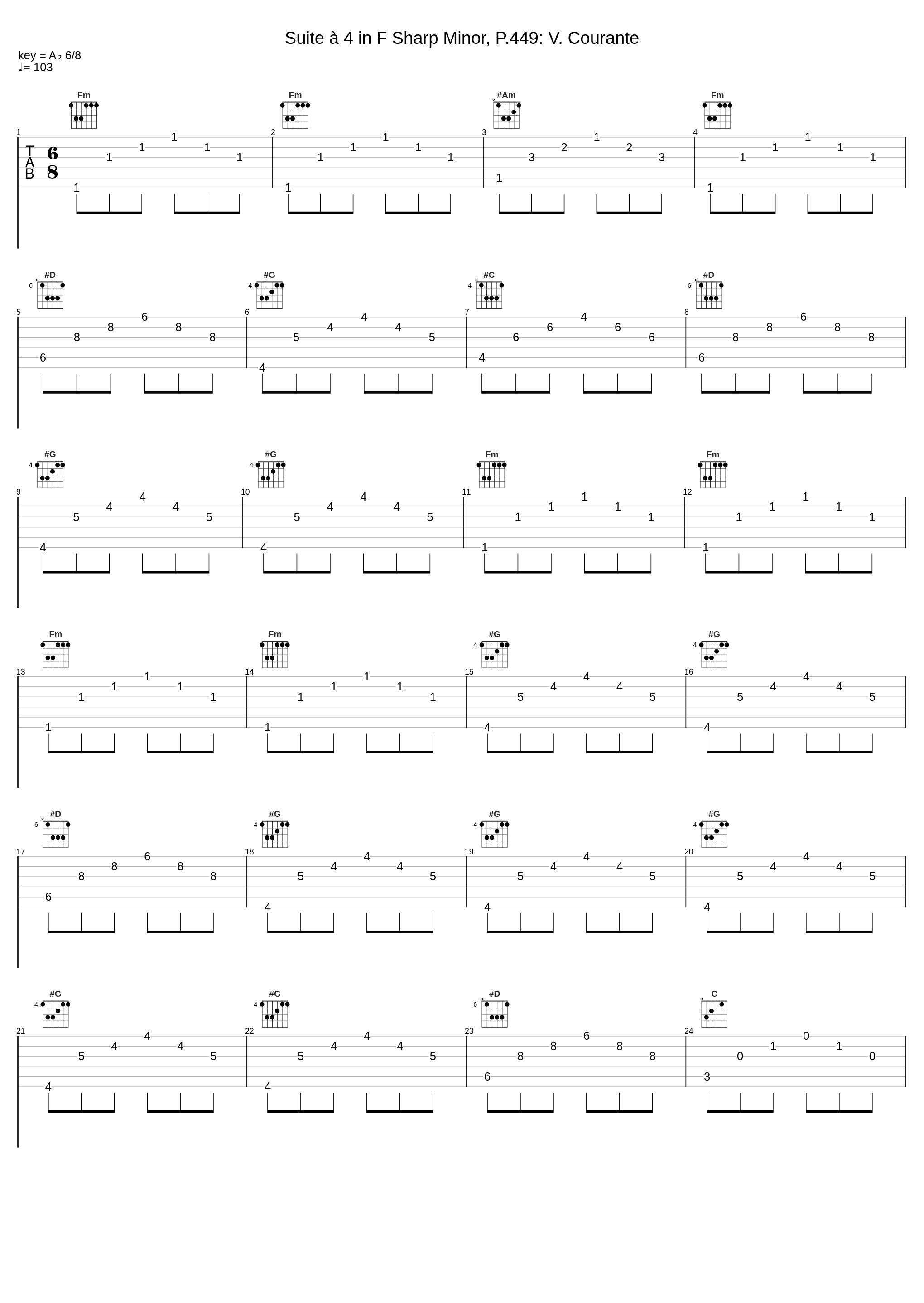 Suite à 4 in F Sharp Minor, P.449: V. Courante_Harmonie Universelle,Johann Pachelbel_1