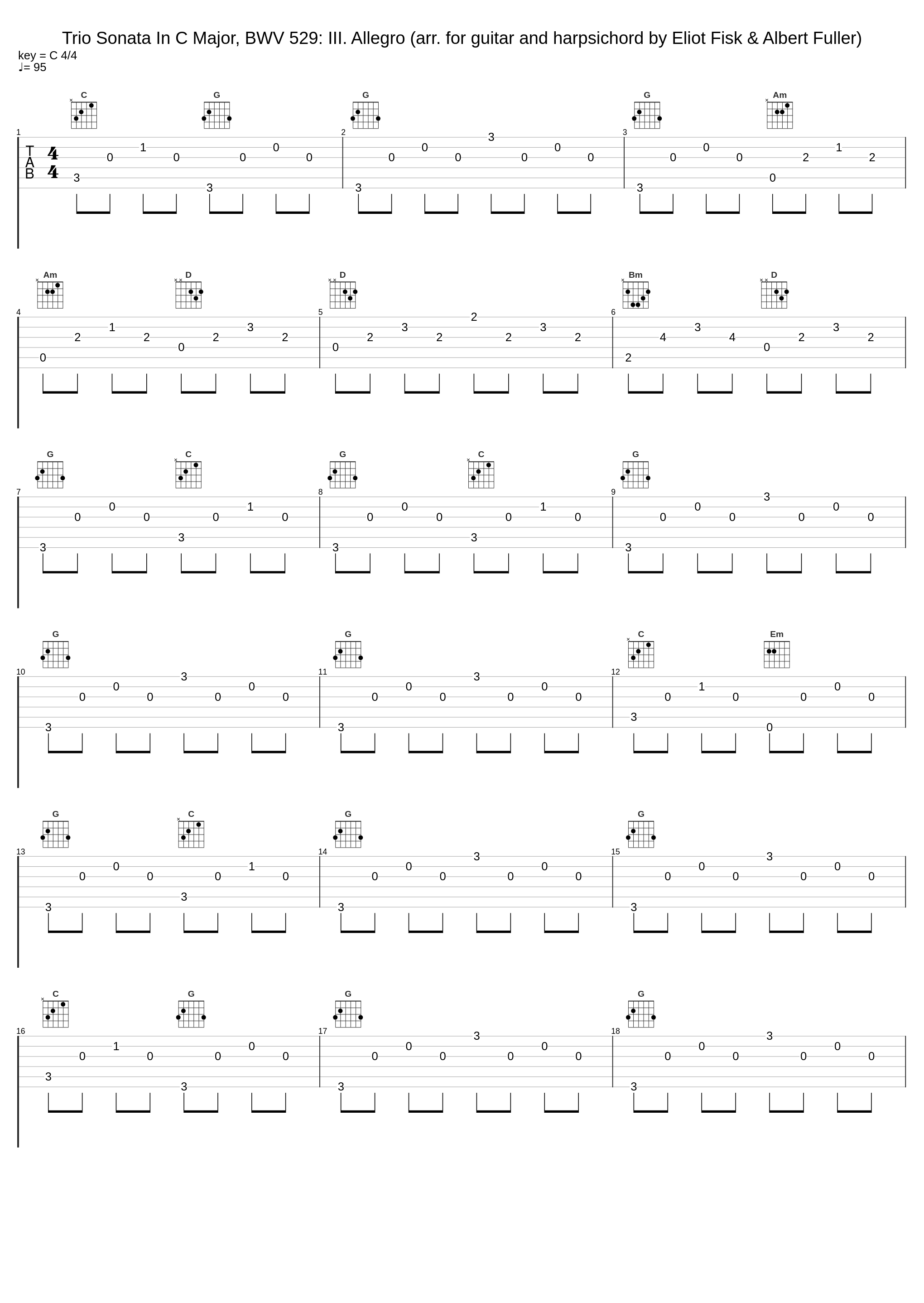 Trio Sonata In C Major, BWV 529: III. Allegro (arr. for guitar and harpsichord by Eliot Fisk & Albert Fuller)_Albert Fuller,Eliot Fisk,Johann Sebastian Bach_1