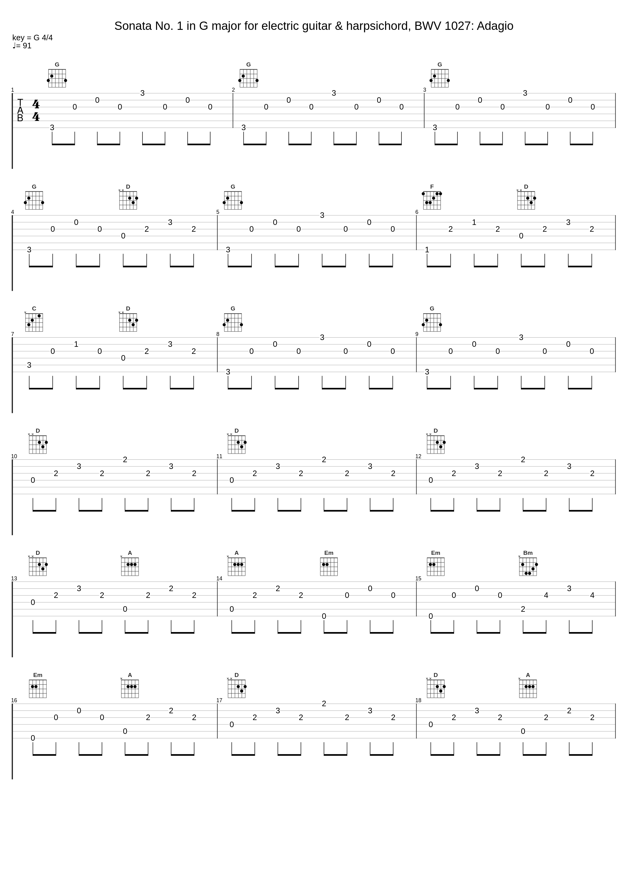 Sonata No. 1 in G major for electric guitar & harpsichord, BWV 1027: Adagio_Marcos Roberto dos Santos,Johann Sebastian Bach_1