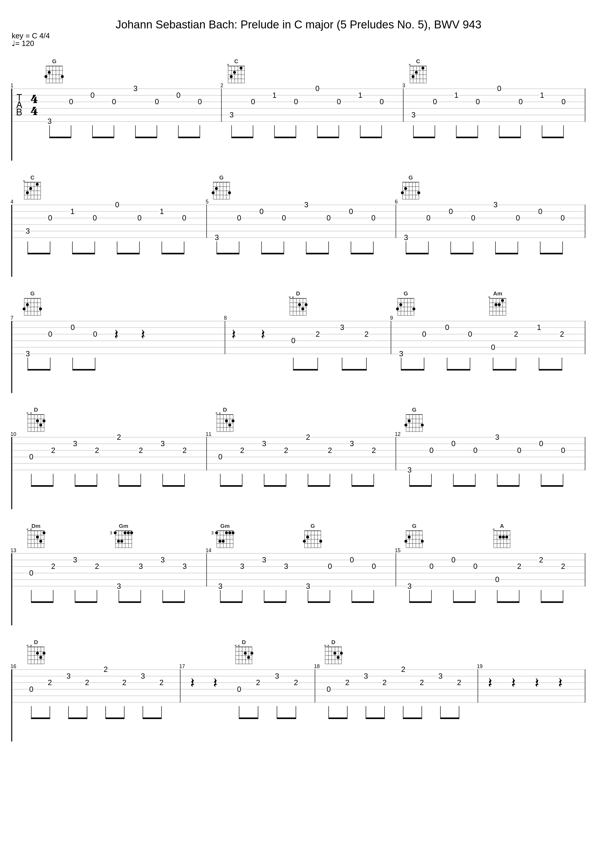 Johann Sebastian Bach: Prelude in C major (5 Preludes No. 5), BWV 943_Johann Sebastian Bach_1