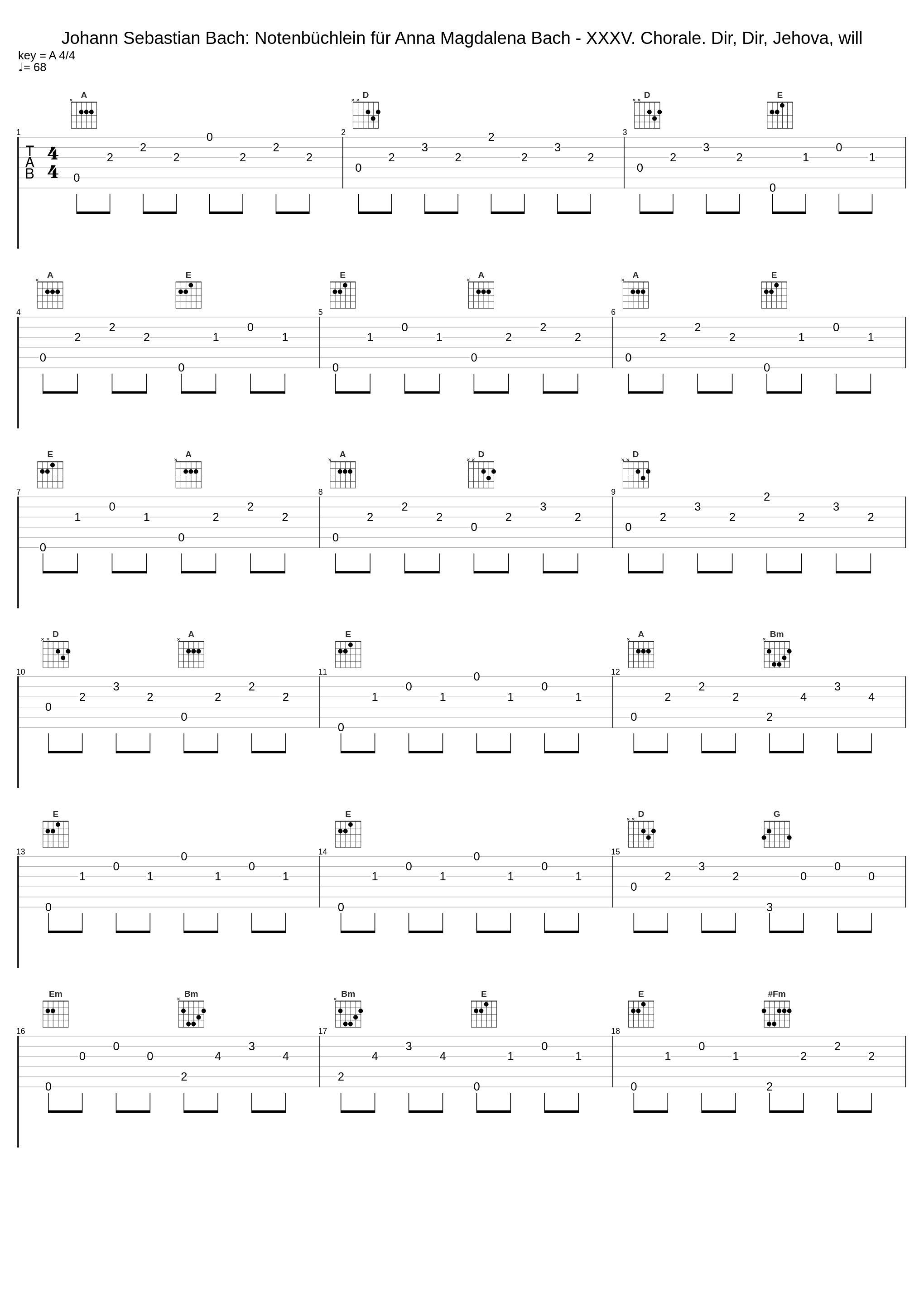 Johann Sebastian Bach: Notenbüchlein für Anna Magdalena Bach - XXXV. Chorale. Dir, Dir, Jehova, will_Johann Sebastian Bach_1