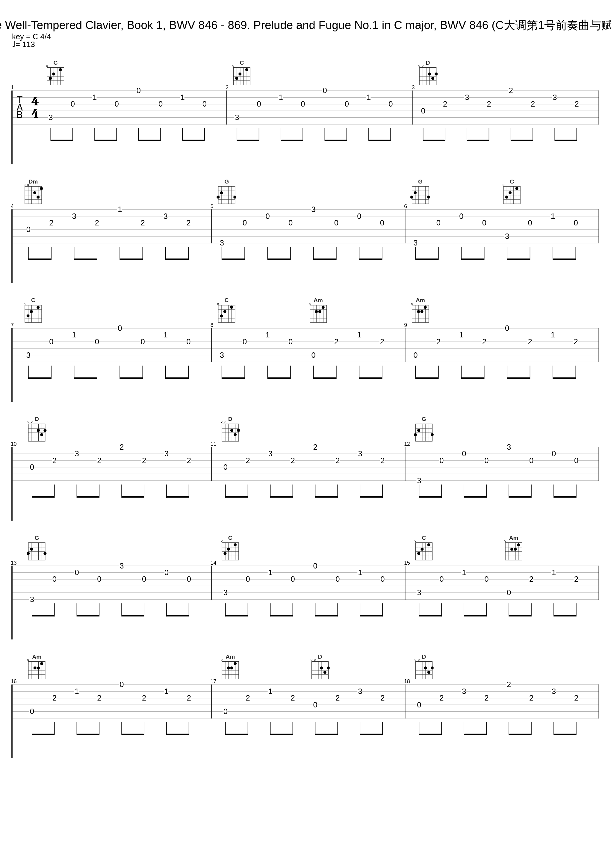 J.S.Bach. The Well-Tempered Clavier, Book 1, BWV 846 - 869. Prelude and Fugue No.1 in C major, BWV 846 (C大调第1号前奏曲与赋格，作品846)_Johann Sebastian Bach,Samuel Feinberg_1