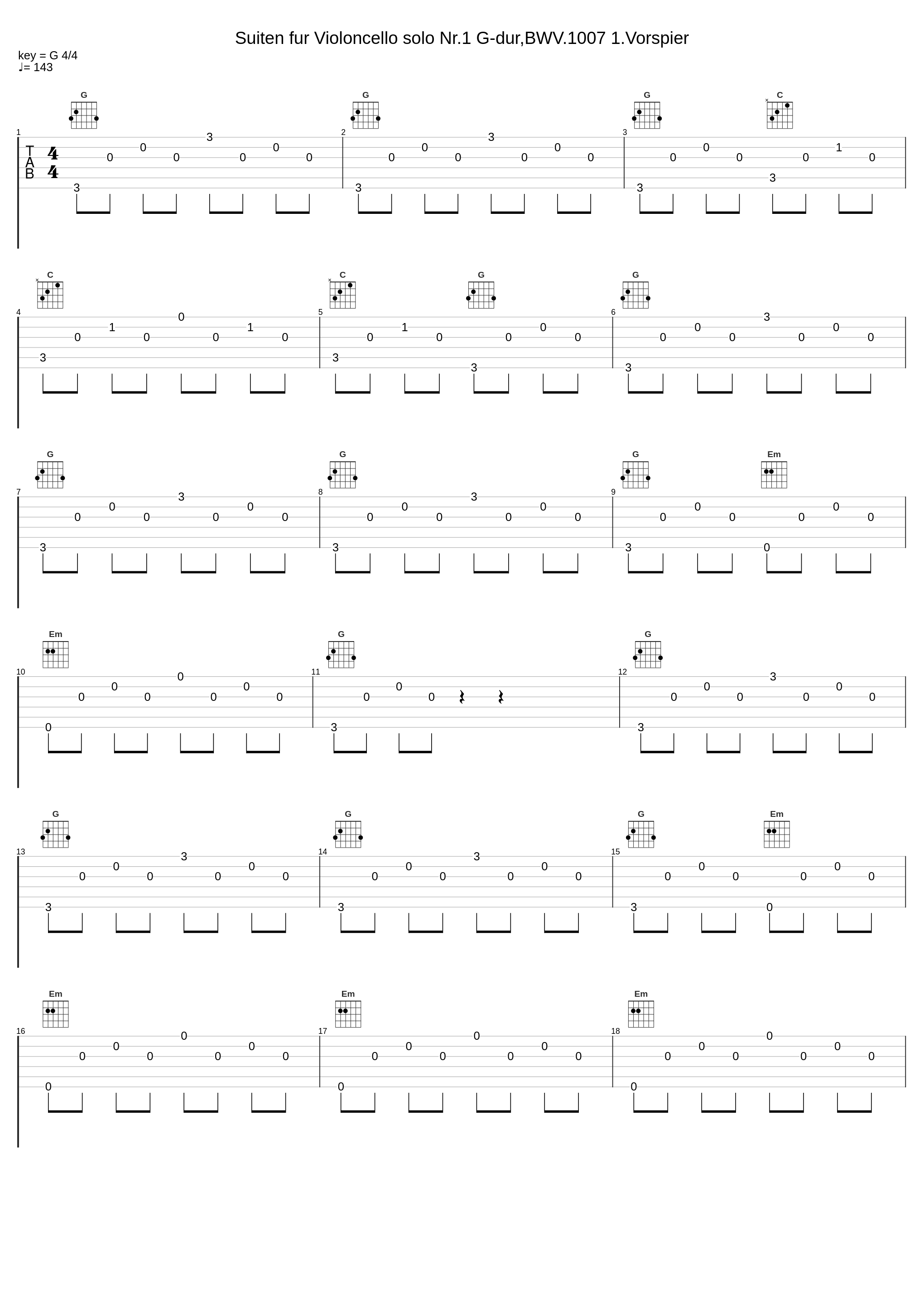 Suiten fur Violoncello solo Nr.1 G-dur,BWV.1007 1.Vorspier_Johann Sebastian Bach_1