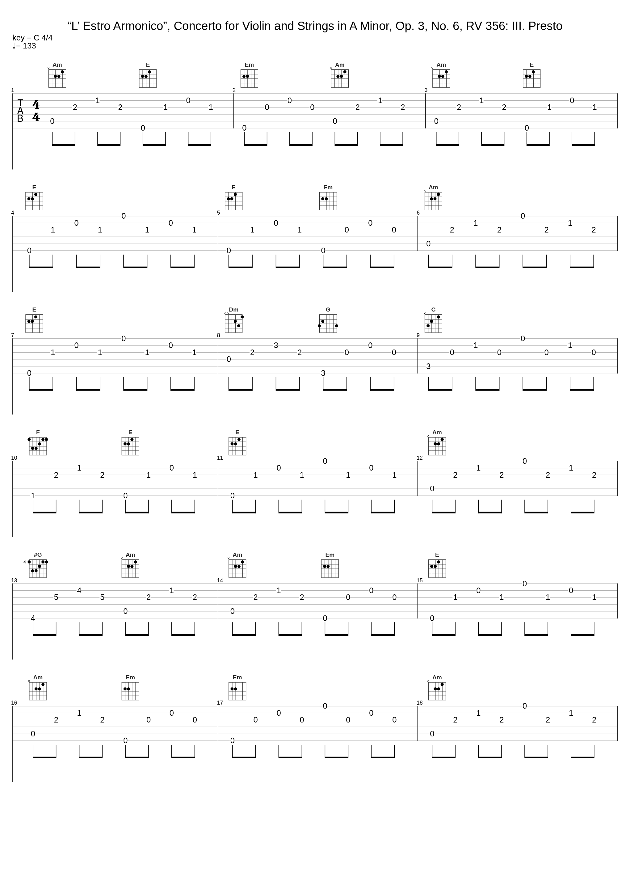 “L’ Estro Armonico”, Concerto for Violin and Strings in A Minor, Op. 3, No. 6, RV 356: III. Presto_Johann Sebastian Bach,Julius Frederick Rinaldi,Antonio Vivaldi_1