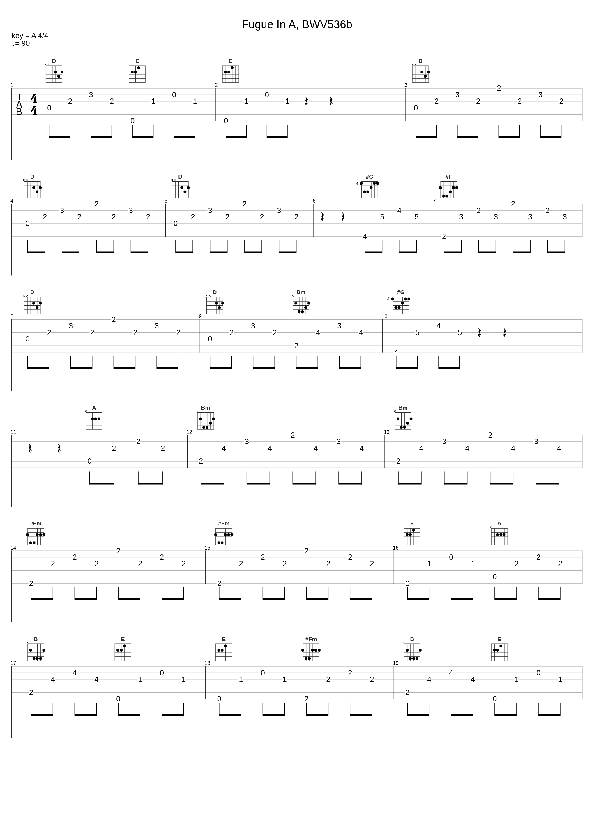 Fugue In A, BWV536b_Johann Sebastian Bach_1