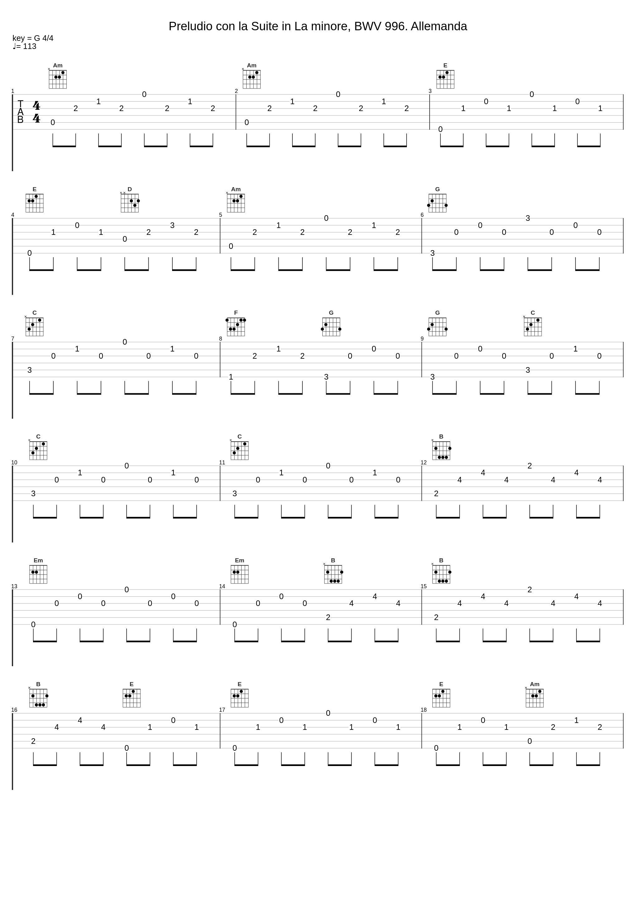 Preludio con la Suite in La minore, BWV 996. Allemanda_Cristiana Passerini,Johann Sebastian Bach_1