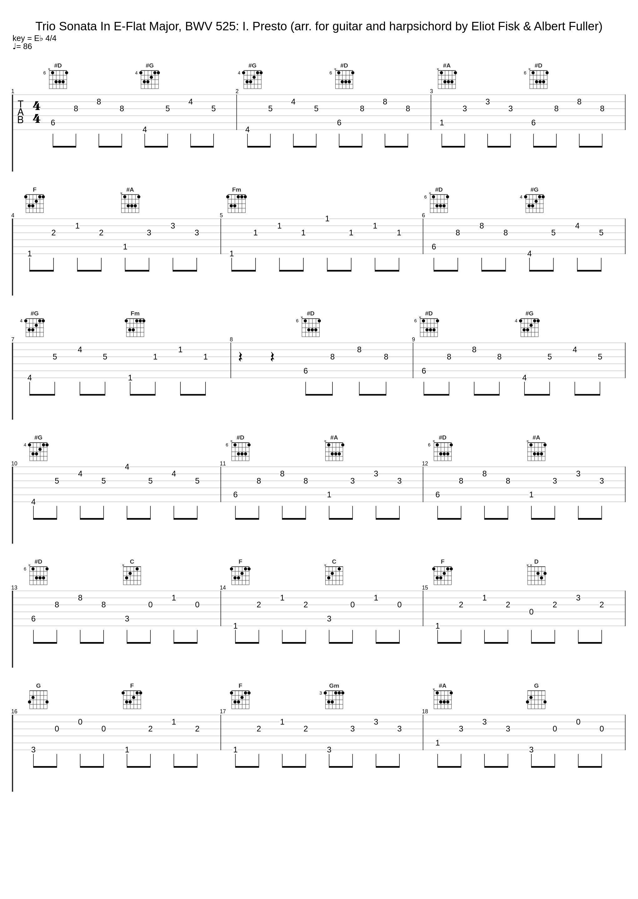 Trio Sonata In E-Flat Major, BWV 525: I. Presto (arr. for guitar and harpsichord by Eliot Fisk & Albert Fuller)_Albert Fuller,Eliot Fisk,Johann Sebastian Bach_1