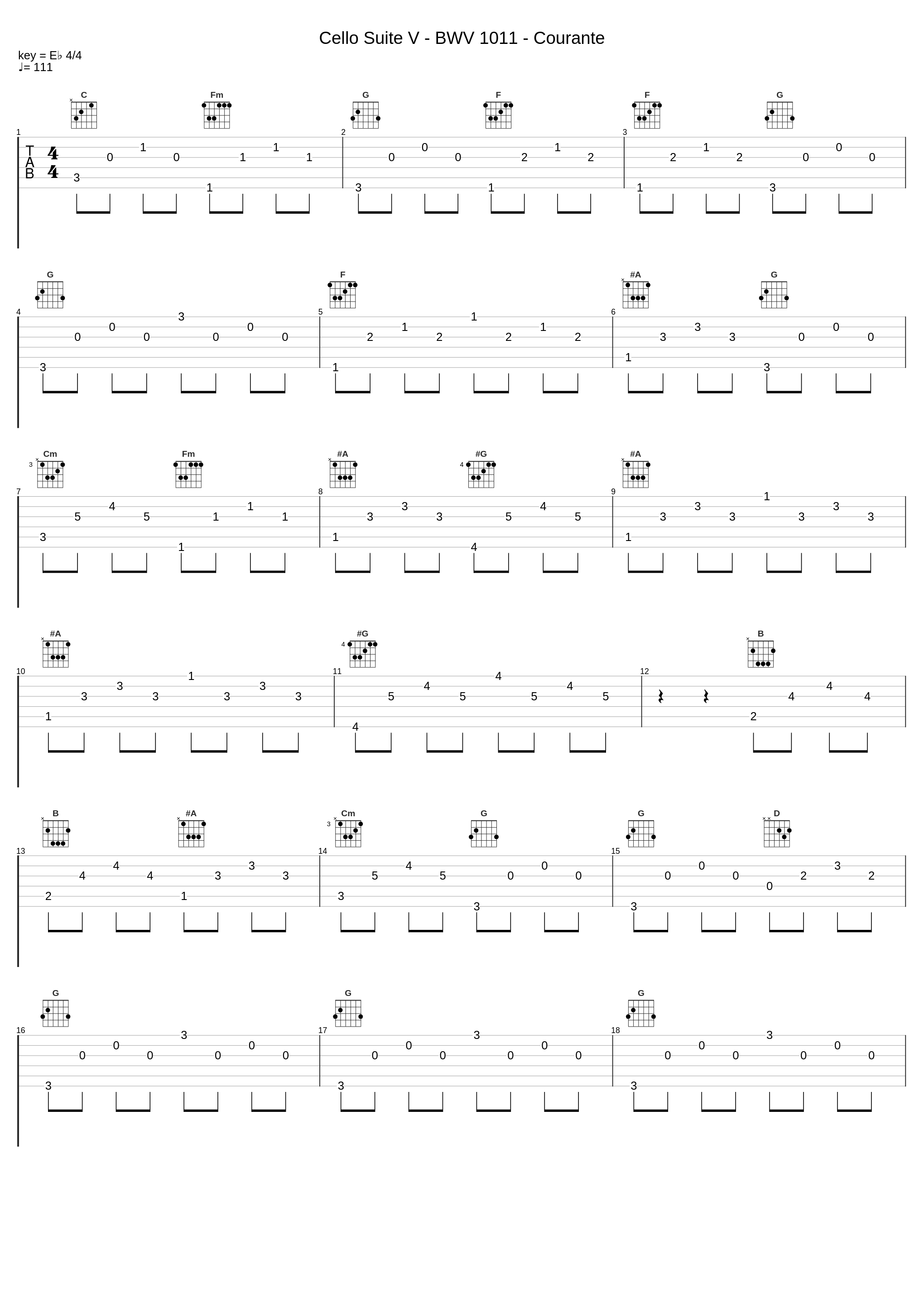 Cello Suite V - BWV 1011 - Courante_Johann Sebastian Bach,Nologo_1