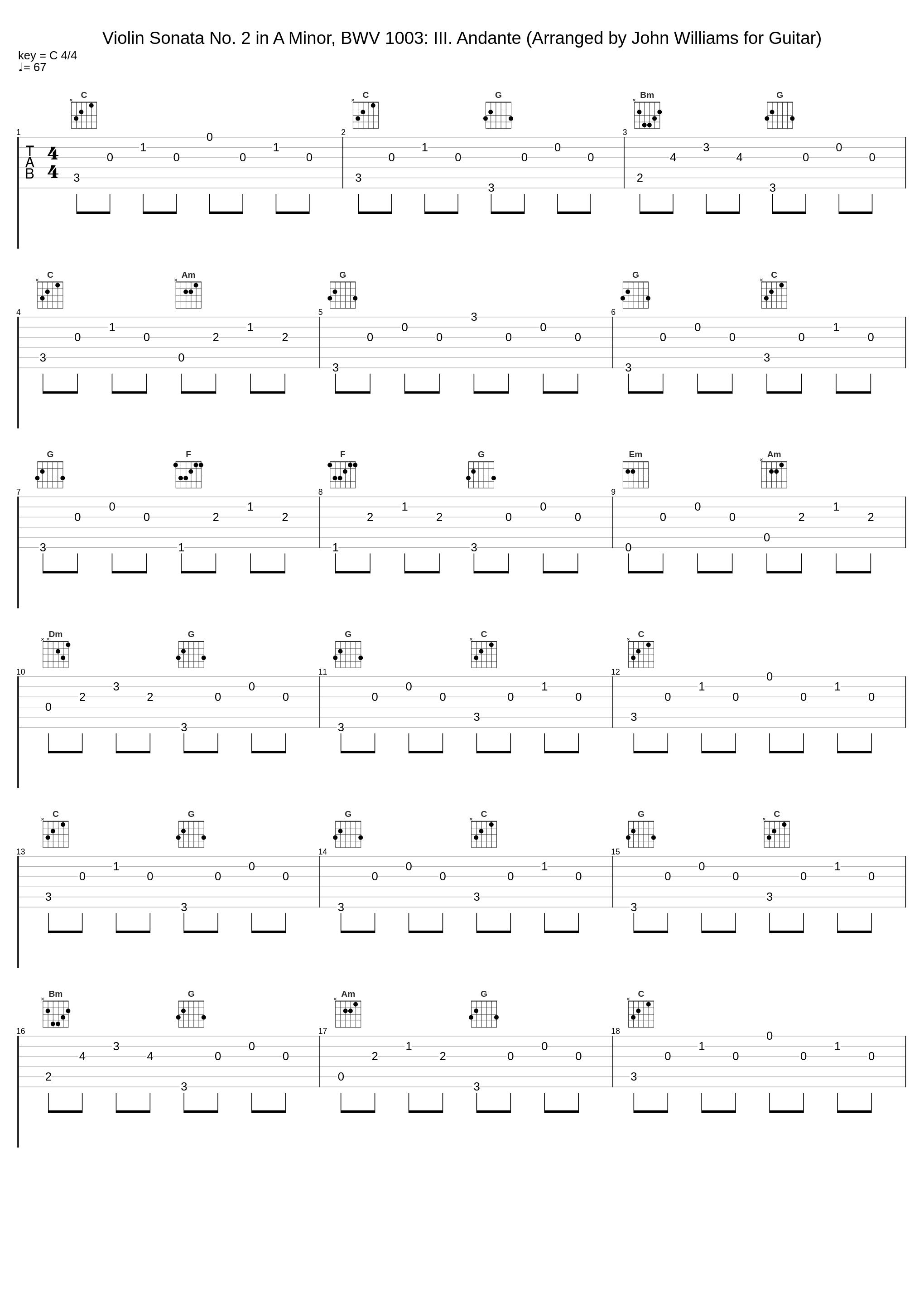 Violin Sonata No. 2 in A Minor, BWV 1003: III. Andante (Arranged by John Williams for Guitar)_John Williams,Johann Sebastian Bach_1