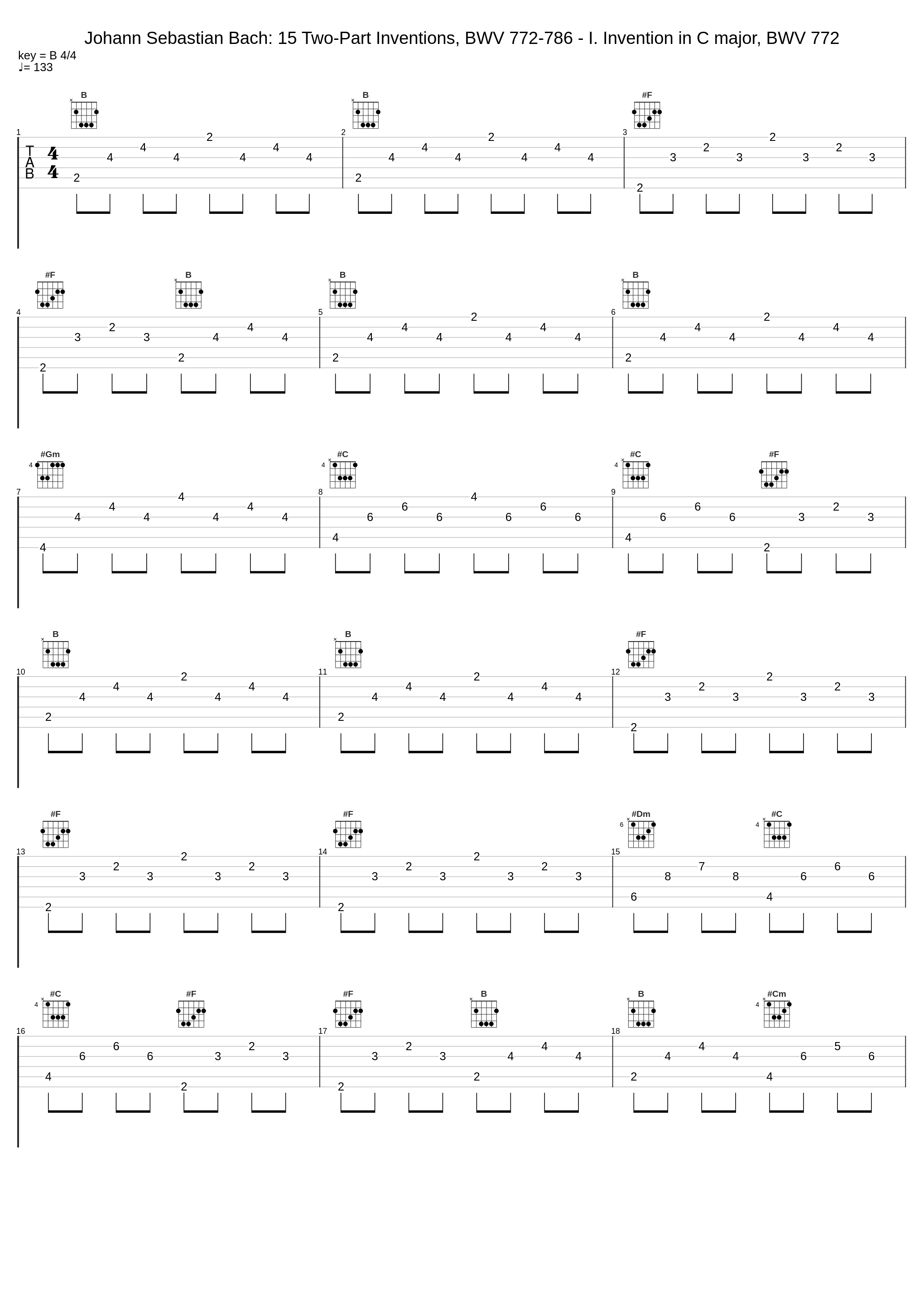 Johann Sebastian Bach: 15 Two-Part Inventions, BWV 772-786 - I. Invention in C major, BWV 772_Johann Sebastian Bach_1