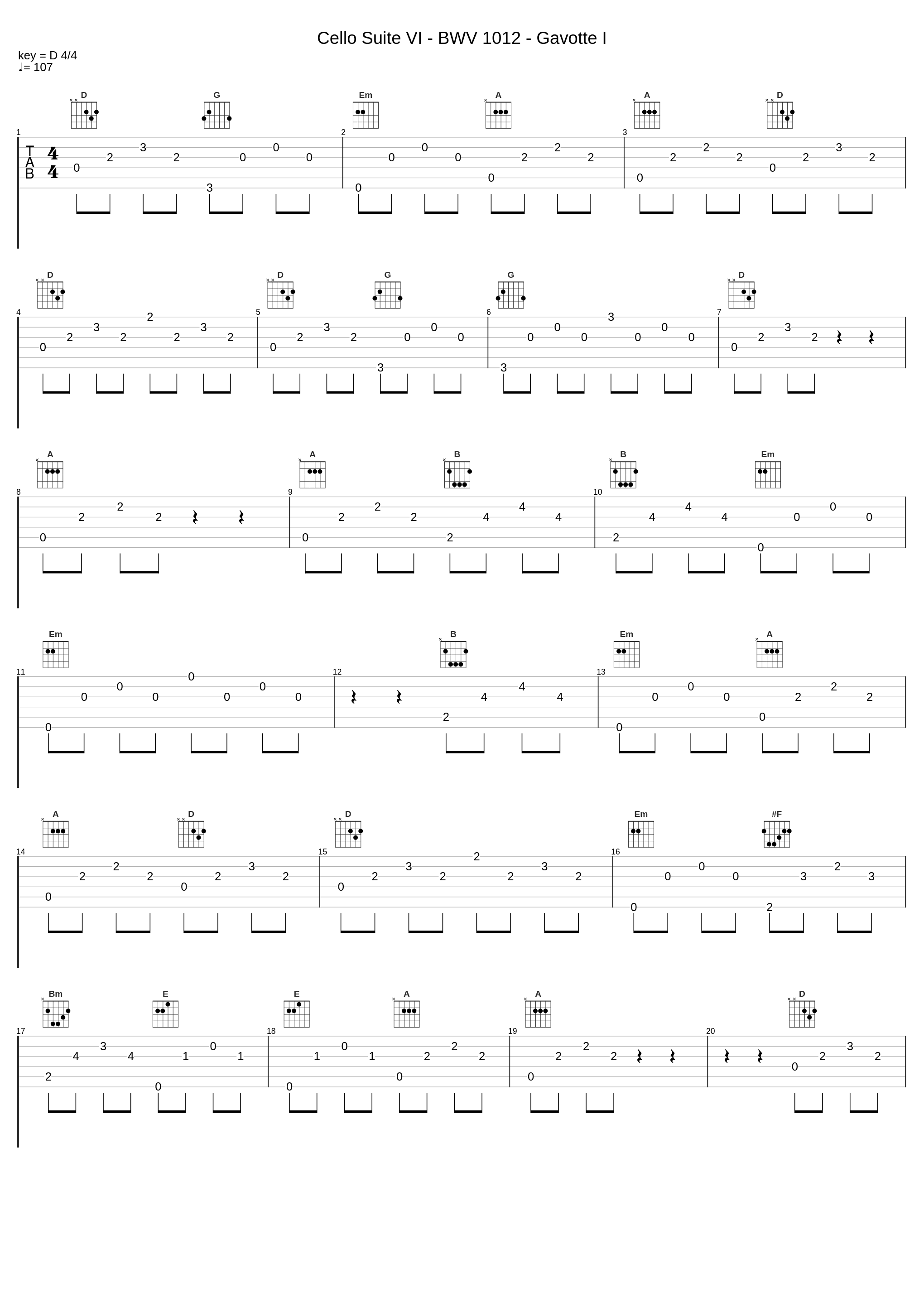 Cello Suite VI - BWV 1012 - Gavotte I_Johann Sebastian Bach,Nologo_1