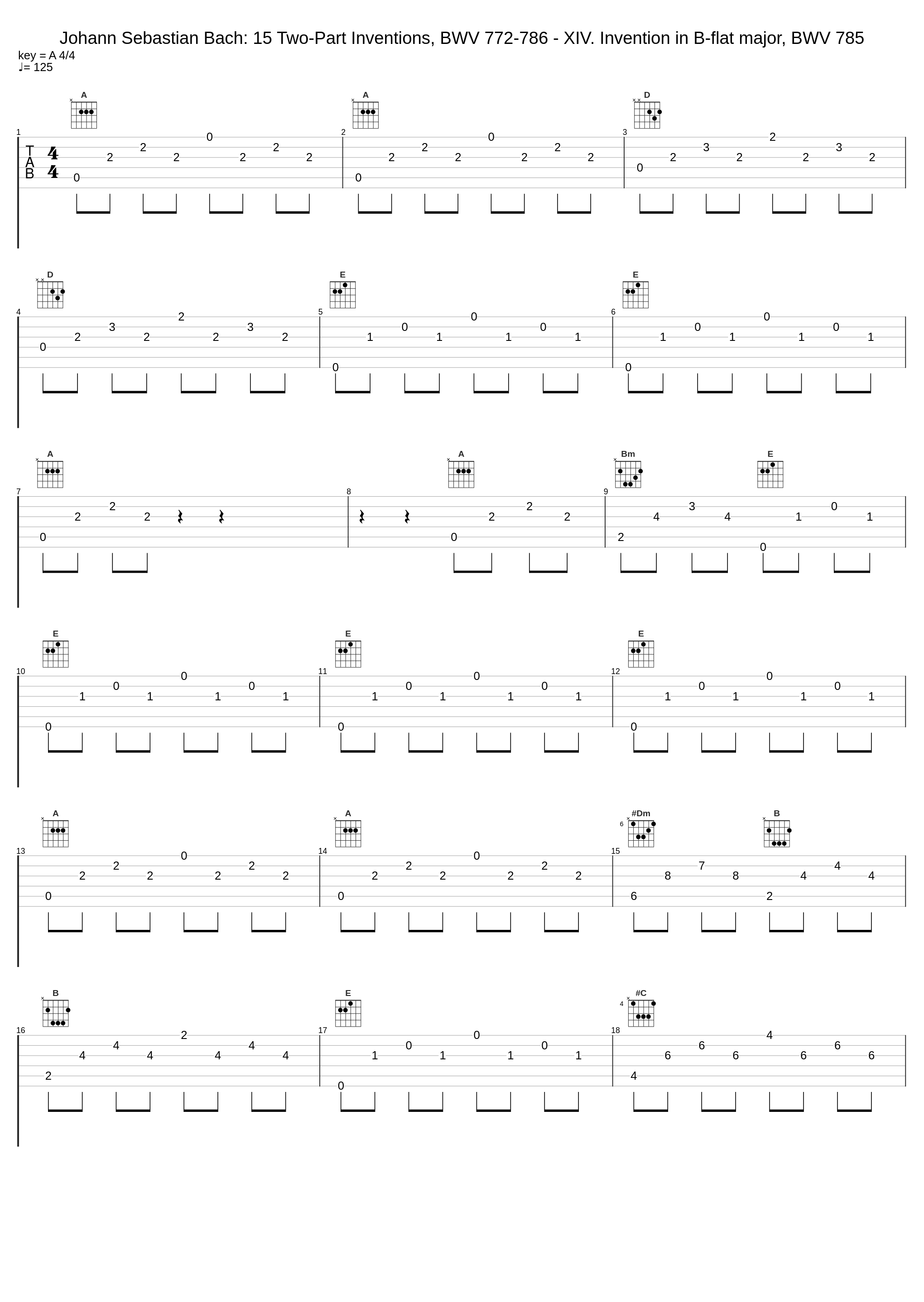 Johann Sebastian Bach: 15 Two-Part Inventions, BWV 772-786 - XIV. Invention in B-flat major, BWV 785_Johann Sebastian Bach_1