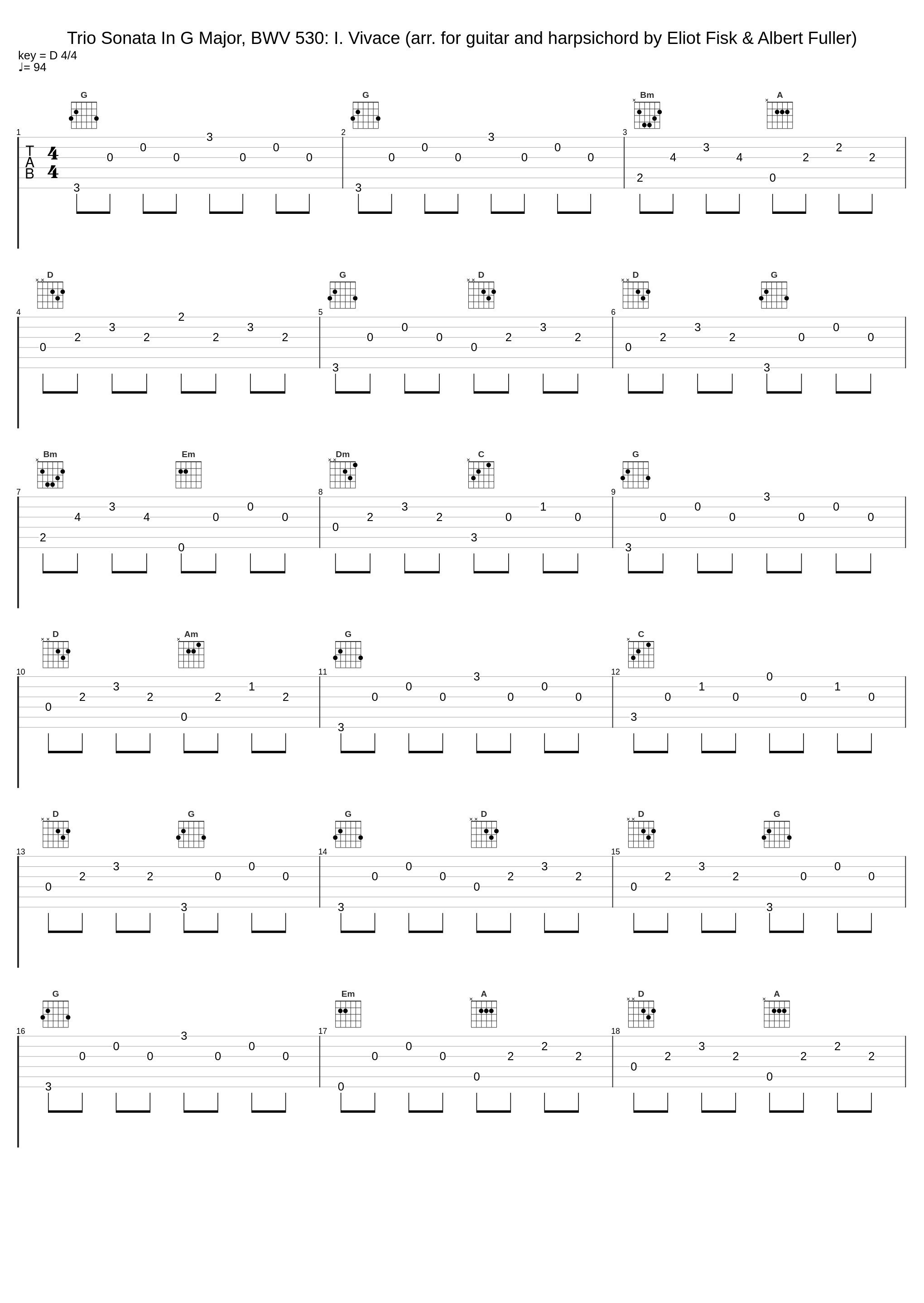 Trio Sonata In G Major, BWV 530: I. Vivace (arr. for guitar and harpsichord by Eliot Fisk & Albert Fuller)_Albert Fuller,Eliot Fisk,Johann Sebastian Bach_1