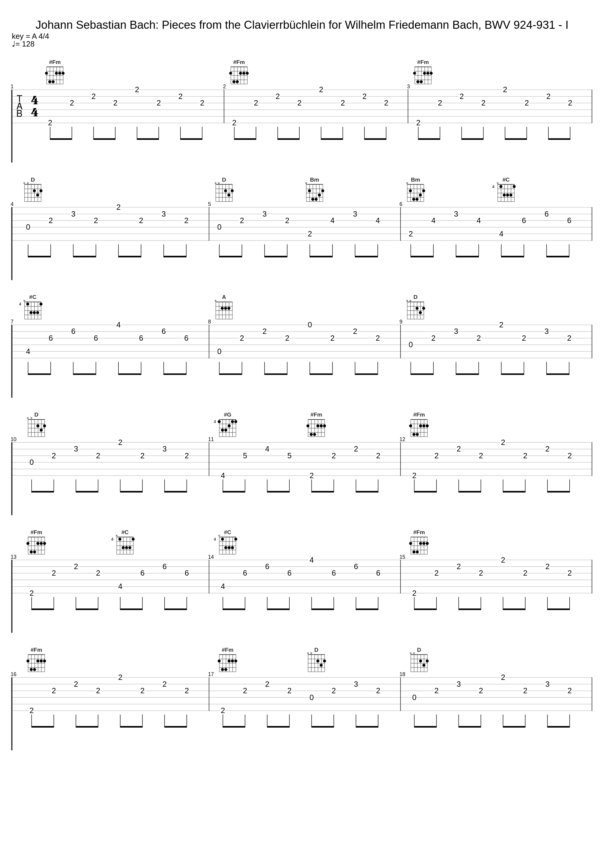 Johann Sebastian Bach: Pieces from the Clavierrbüchlein for Wilhelm Friedemann Bach, BWV 924-931 - I_Johann Sebastian Bach_1