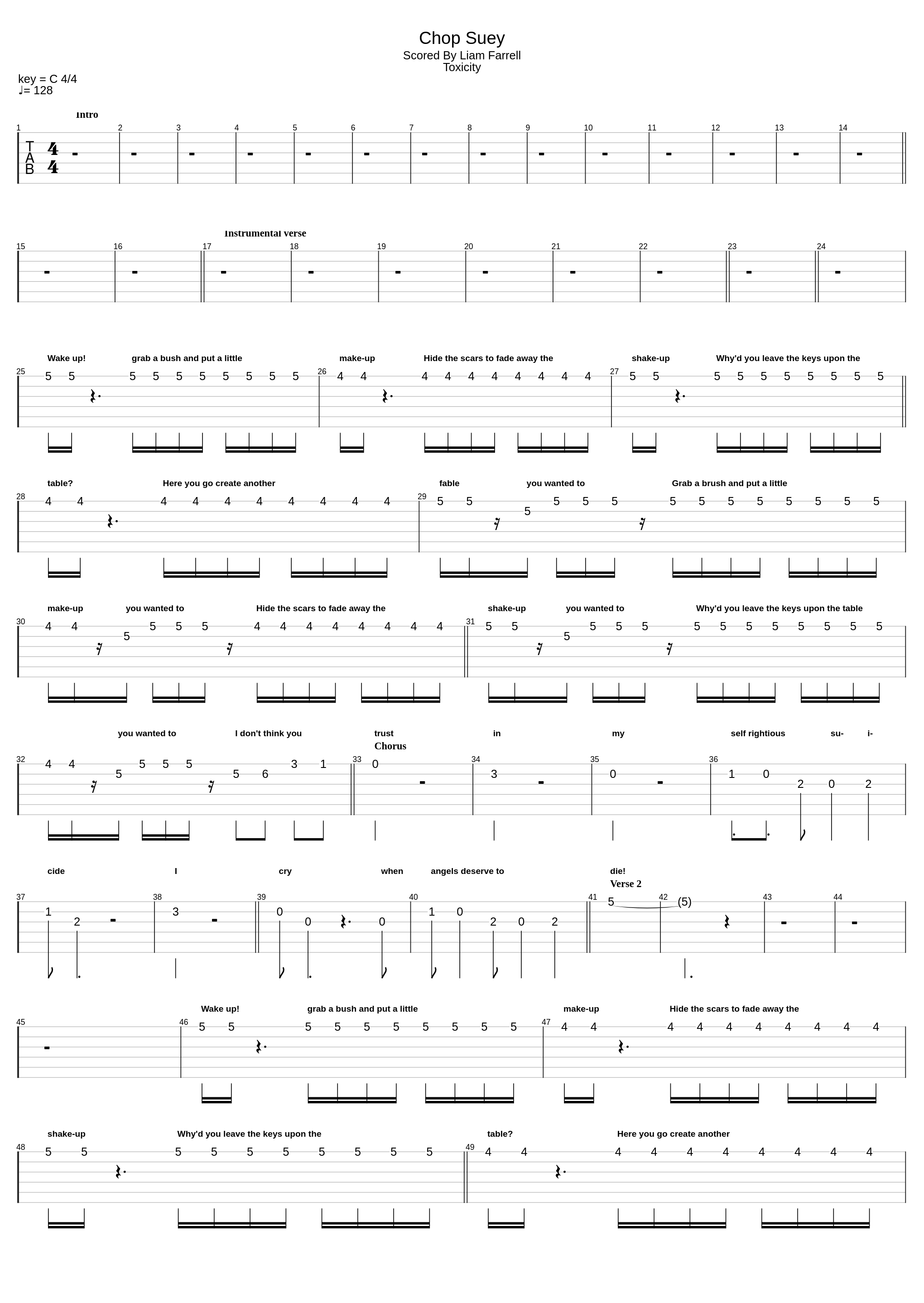 Chop Suey_System Of A Down (Score By William Farrell)_1