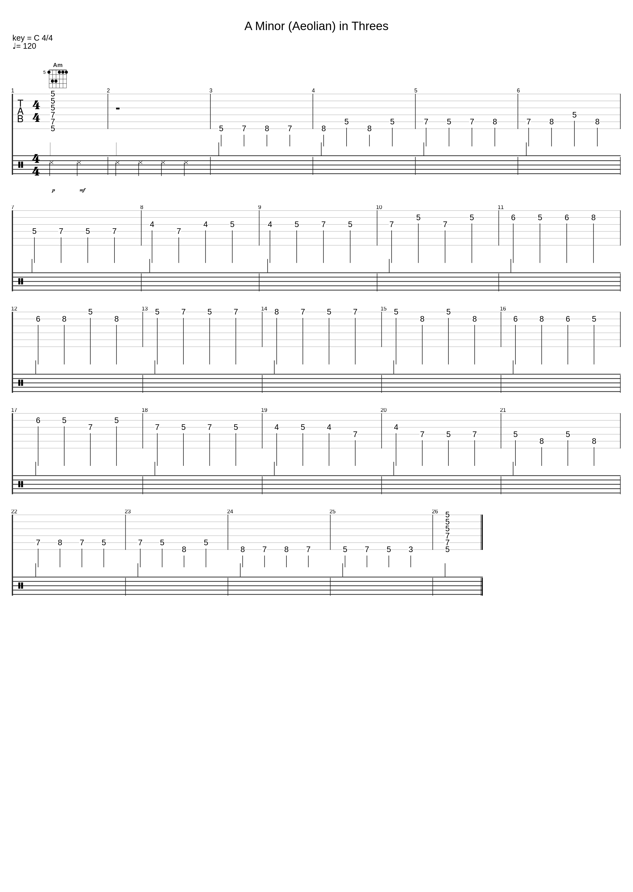 A Minor (Aeolian) In Threes_Joseph Spirito_1