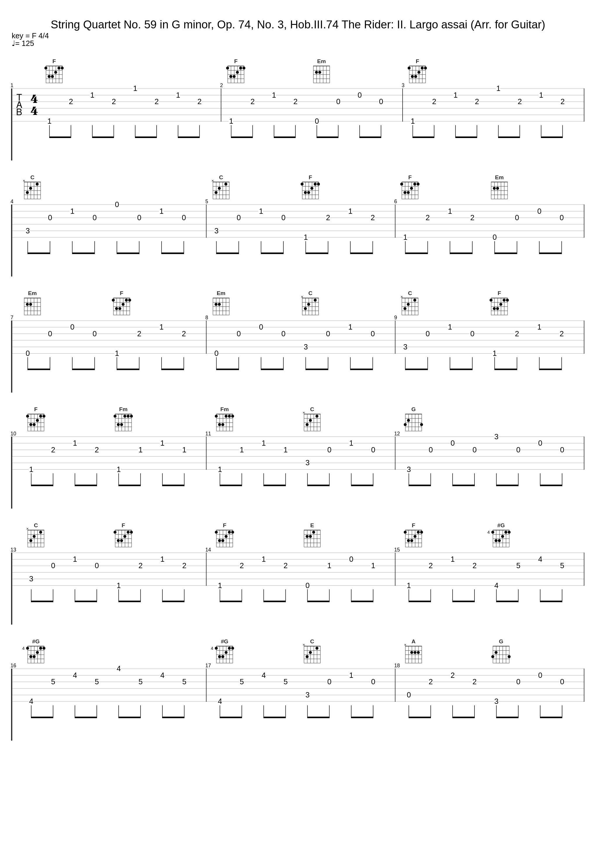 String Quartet No. 59 in G minor, Op. 74, No. 3, Hob.III.74 The Rider: II. Largo assai (Arr. for Guitar)_Andrés Segovia,Joseph Haydn_1