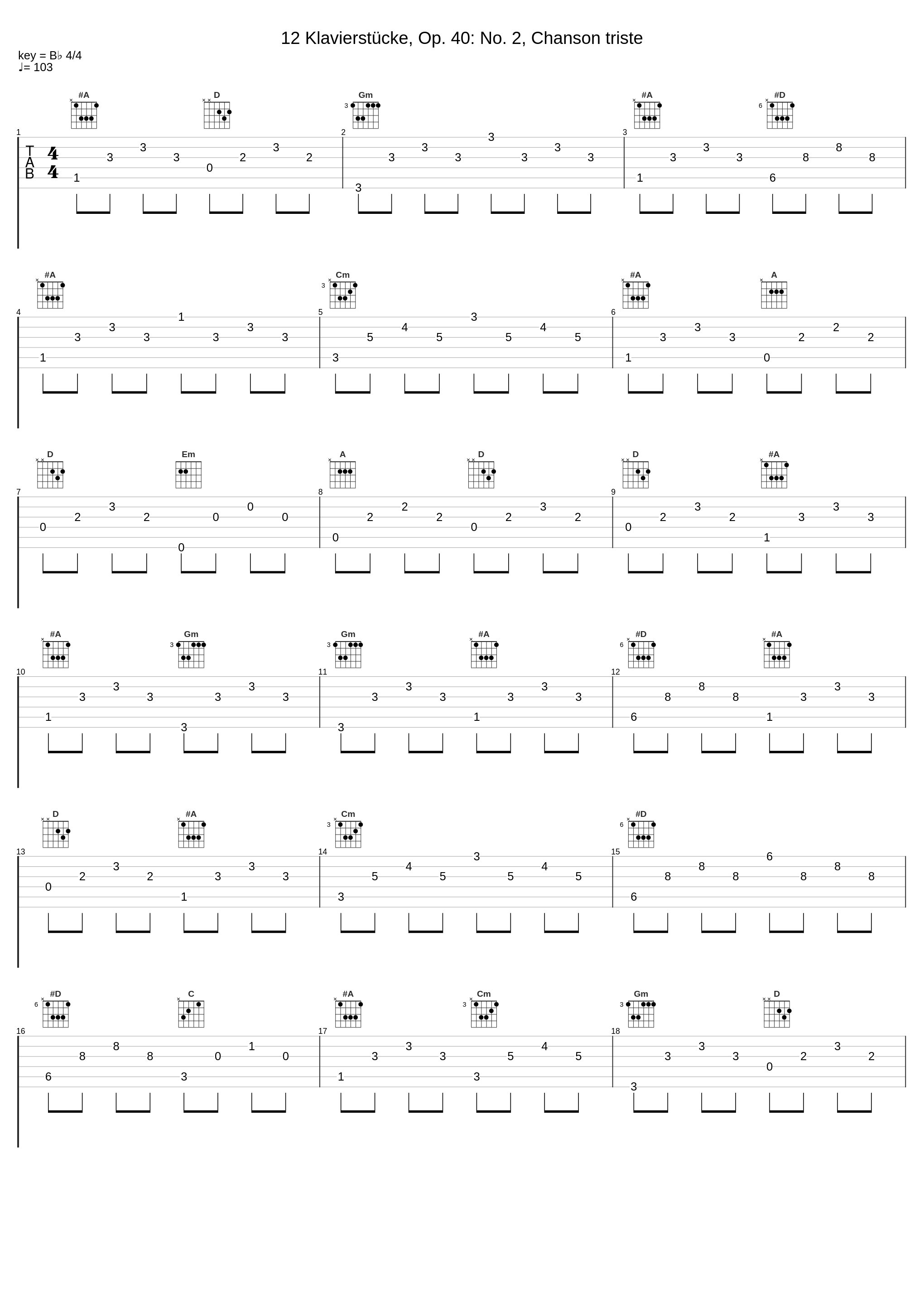 12 Klavierstücke, Op. 40: No. 2, Chanson triste_Wilhelm Ohmen_1