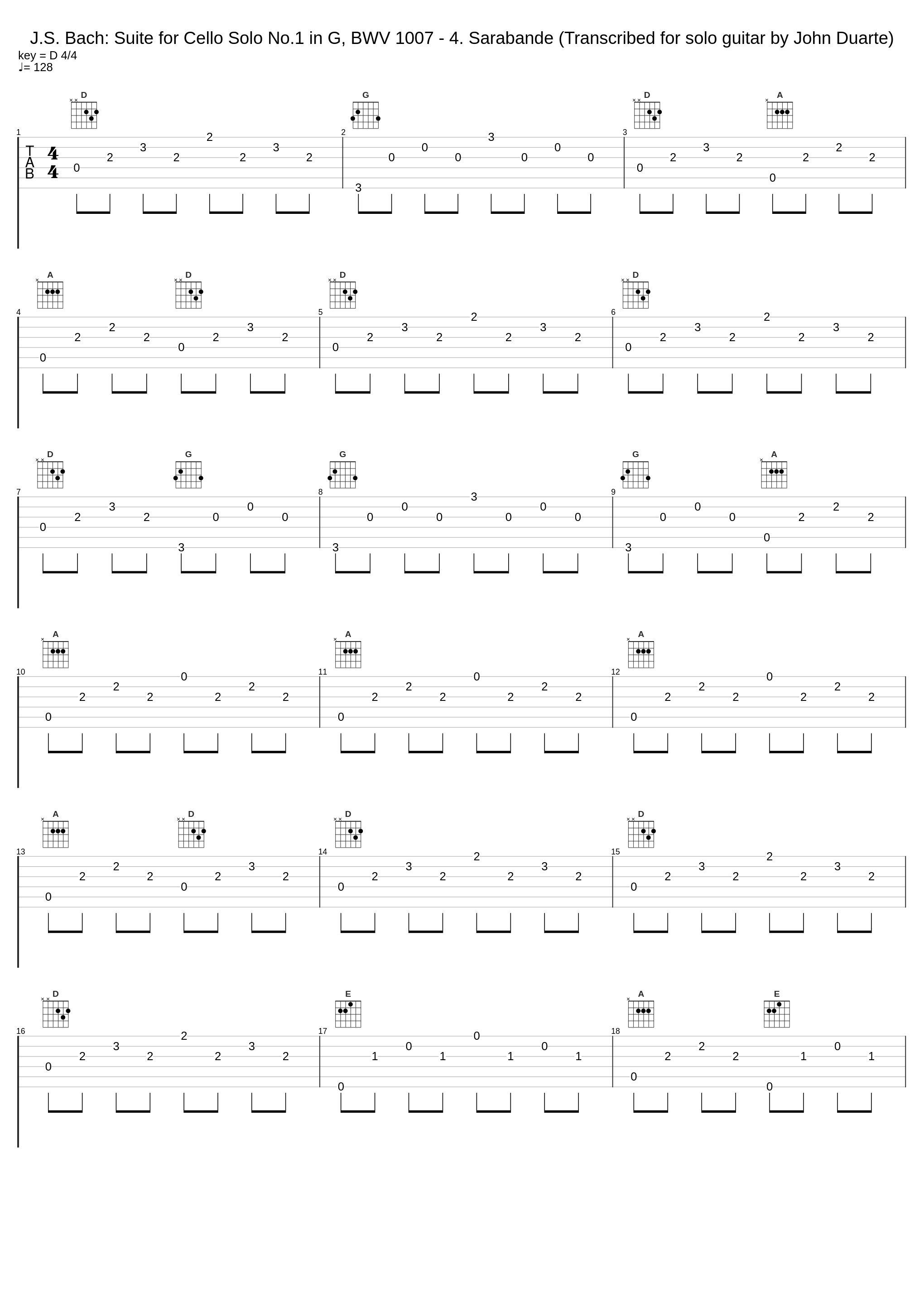 J.S. Bach: Suite for Cello Solo No.1 in G, BWV 1007 - 4. Sarabande (Transcribed for solo guitar by John Duarte)_John Williams_1