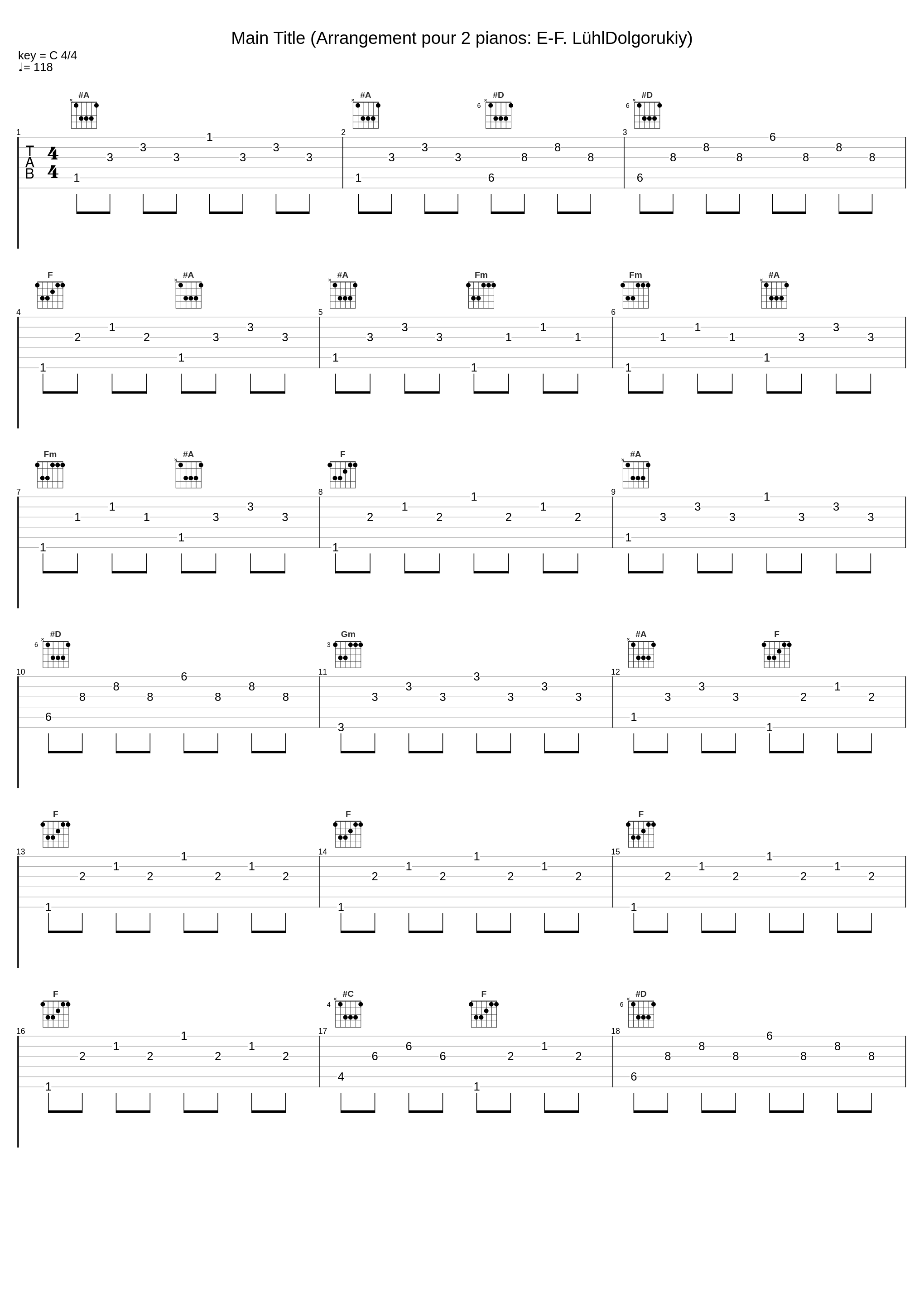 Main Title (Arrangement pour 2 pianos: E-F. LühlDolgorukiy)_John Williams_1