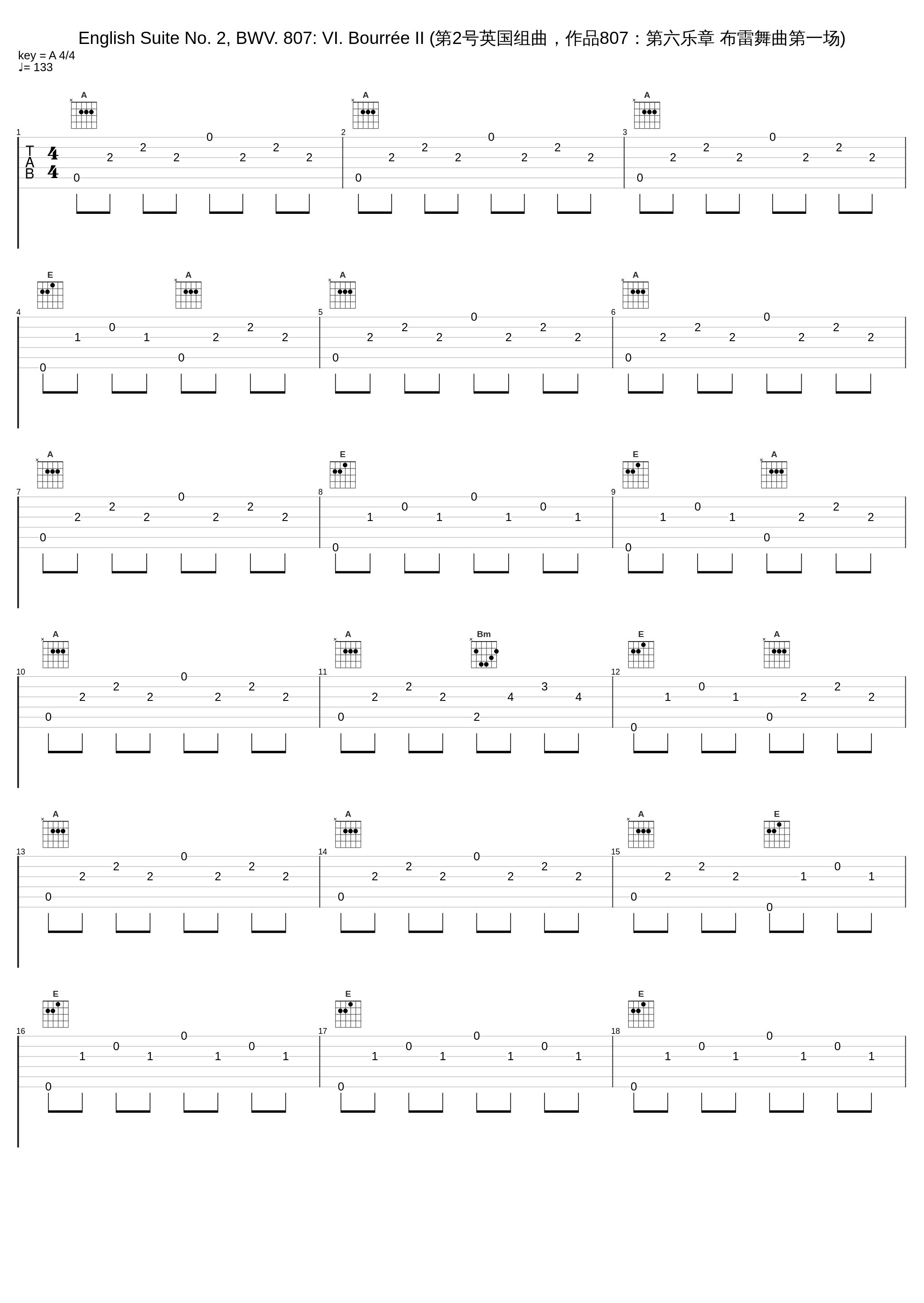 English Suite No. 2, BWV. 807: VI. Bourrée II (第2号英国组曲，作品807：第六乐章 布雷舞曲第一场)_John Williams,Peter Hurford_1