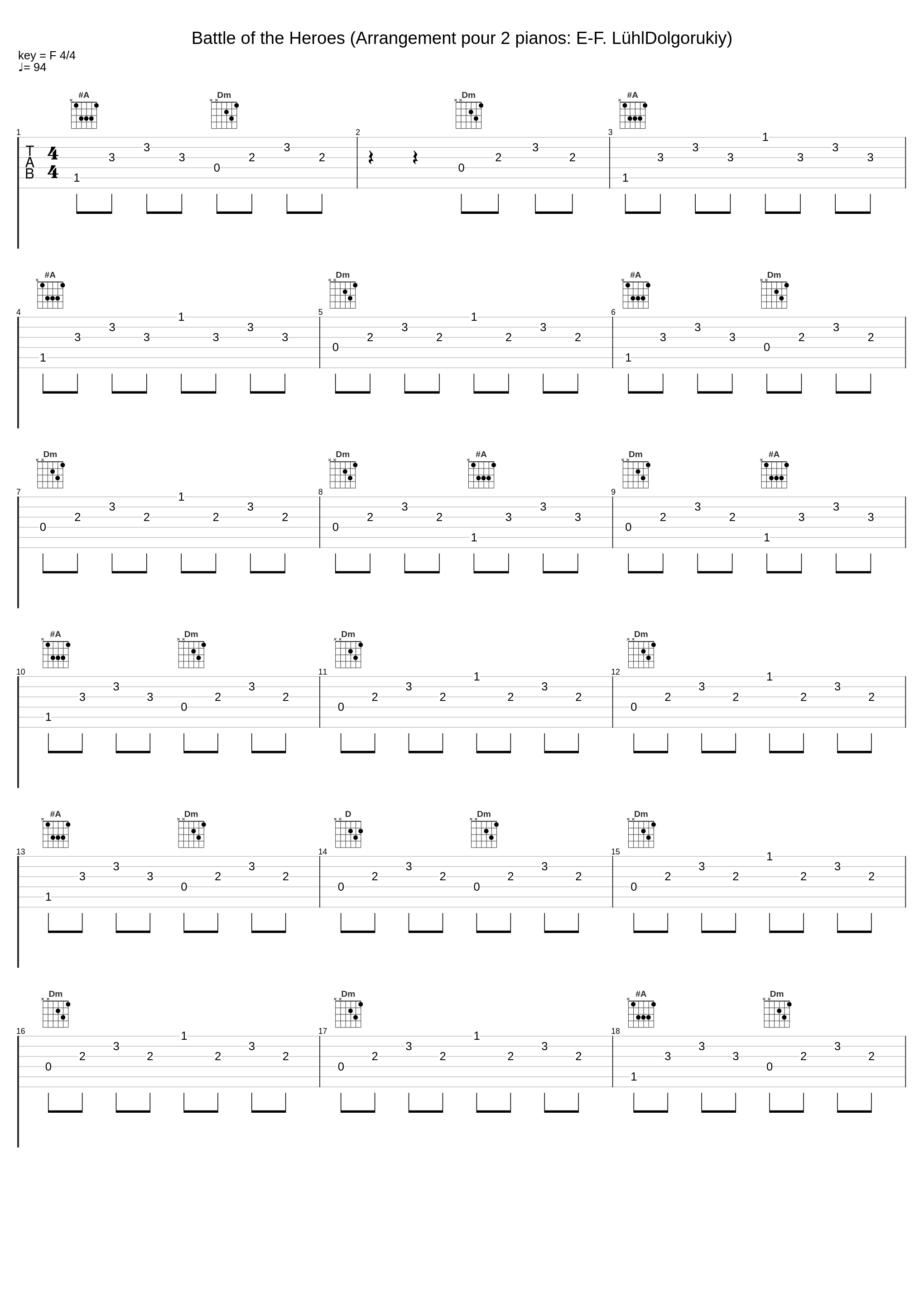 Battle of the Heroes (Arrangement pour 2 pianos: E-F. LühlDolgorukiy)_John Williams_1