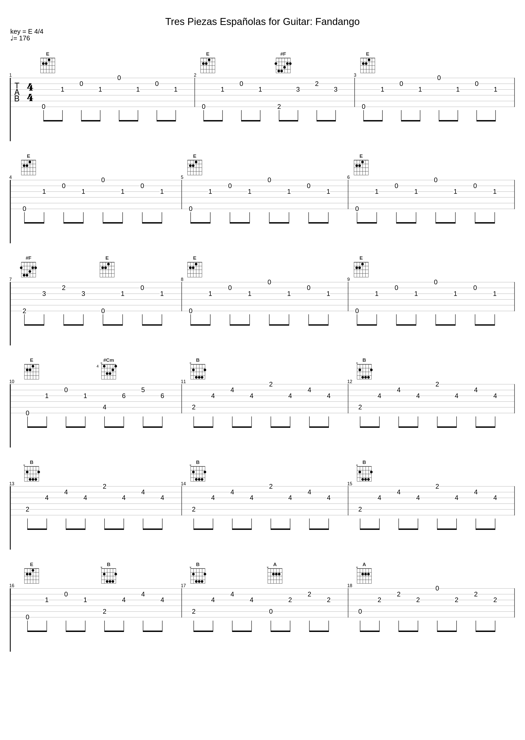 Tres Piezas Españolas for Guitar: Fandango_John Williams_1