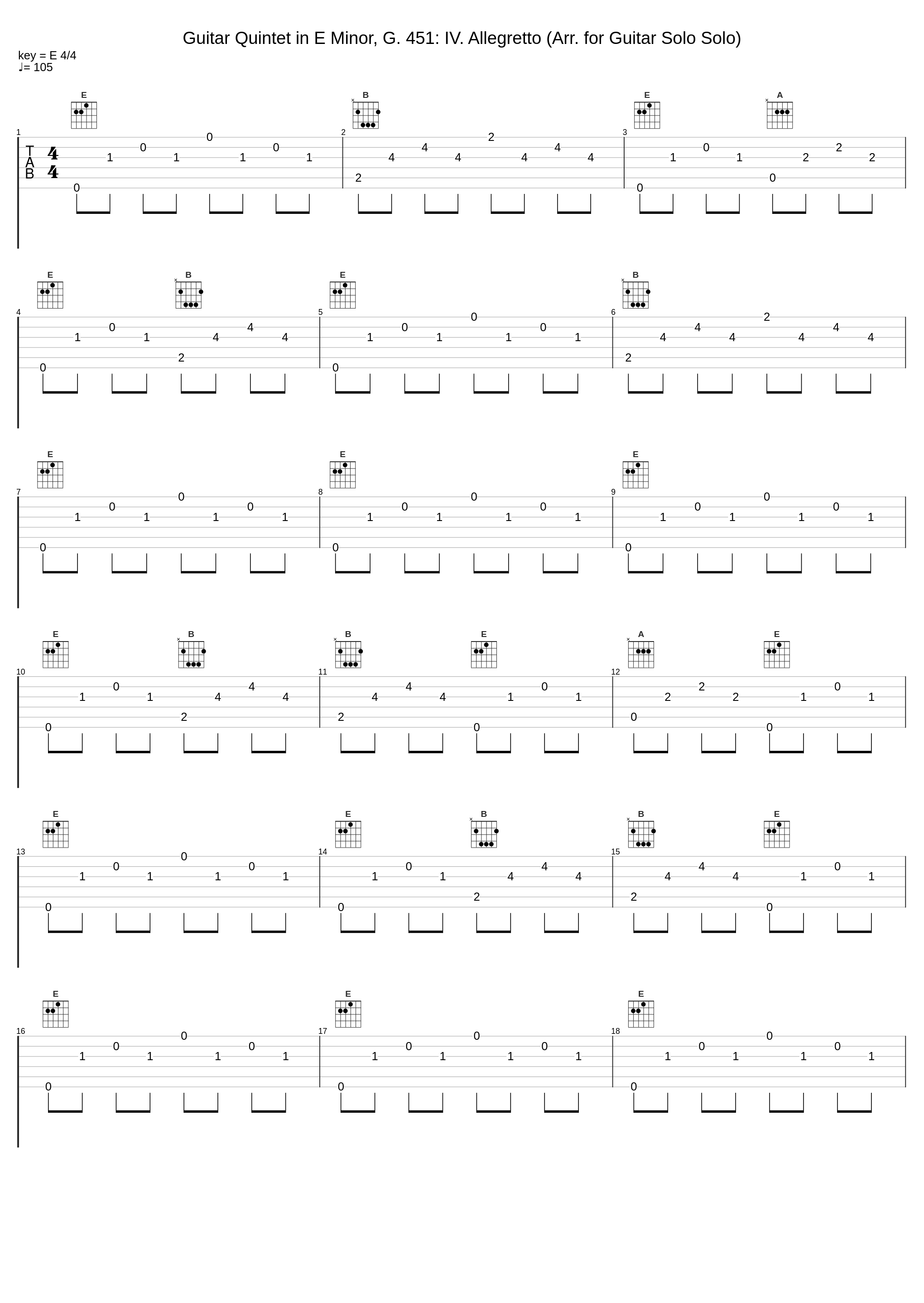 Guitar Quintet in E Minor, G. 451: IV. Allegretto (Arr. for Guitar Solo Solo)_Luise Walker_1