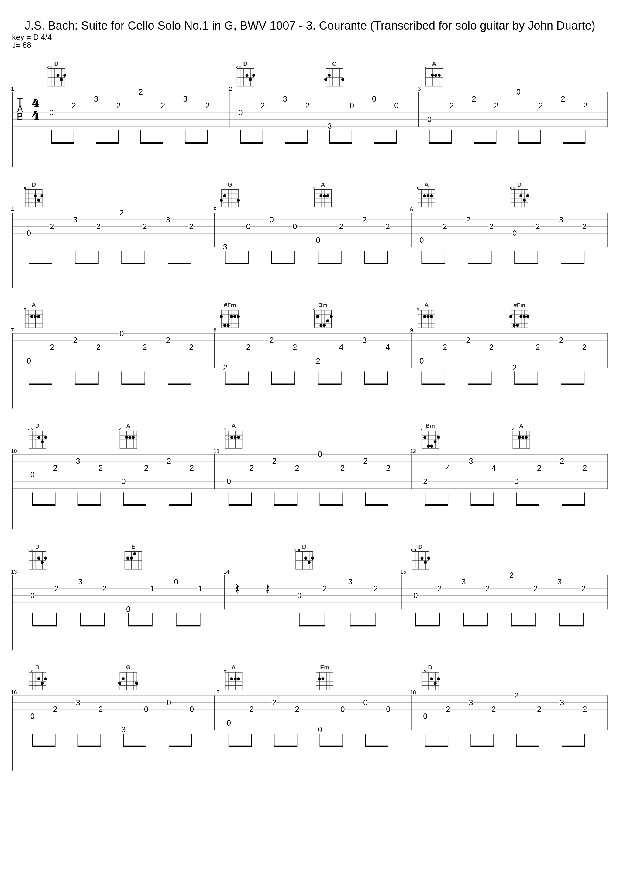 J.S. Bach: Suite for Cello Solo No.1 in G, BWV 1007 -  3. Courante (Transcribed for solo guitar by John Duarte)_John Williams_1