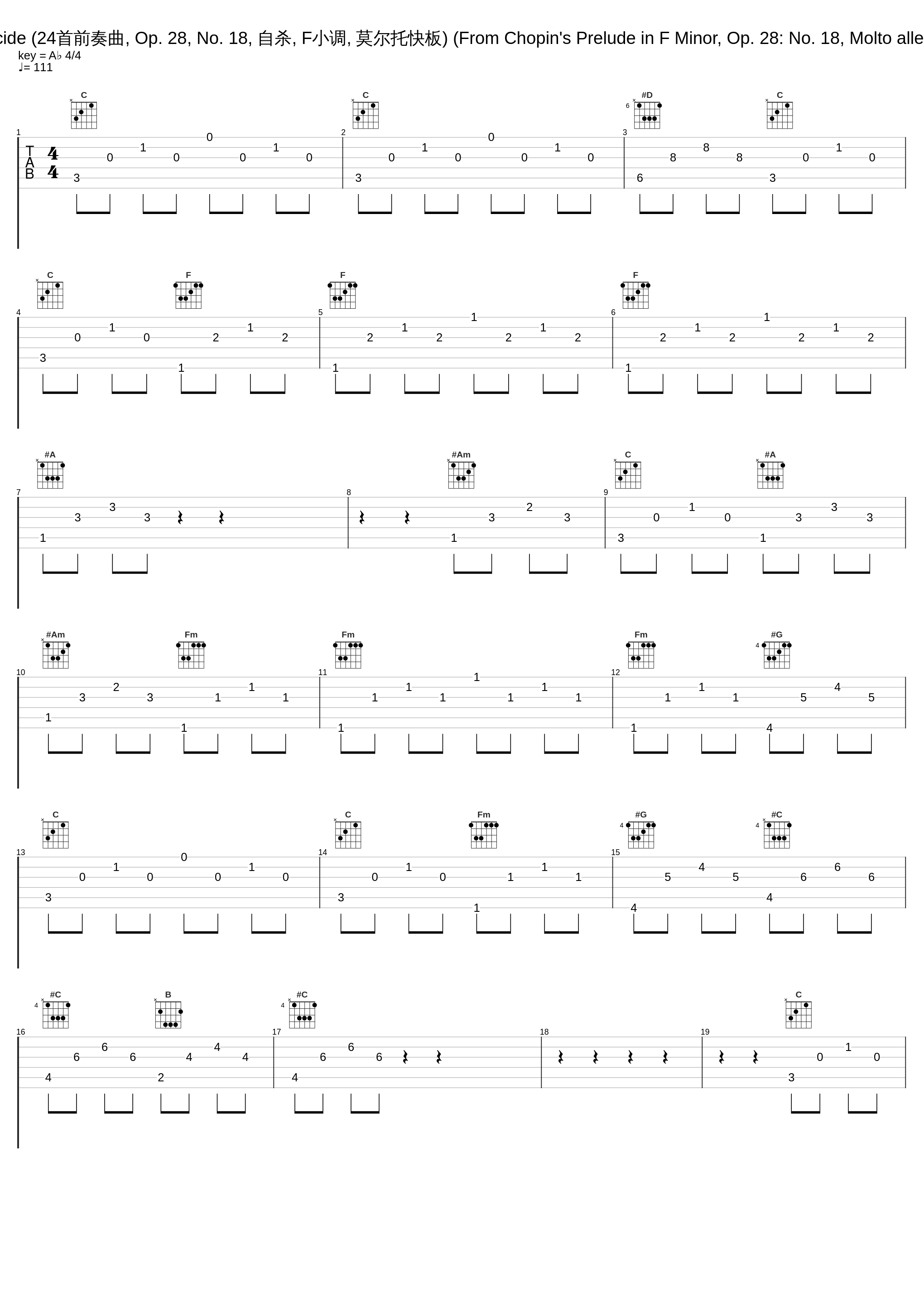 Suicide (24首前奏曲, Op. 28, No. 18, 自杀, F小调, 莫尔托快板) (From Chopin's Prelude in F Minor, Op. 28: No. 18, Molto allegro)_Jean Christian Gallois_1