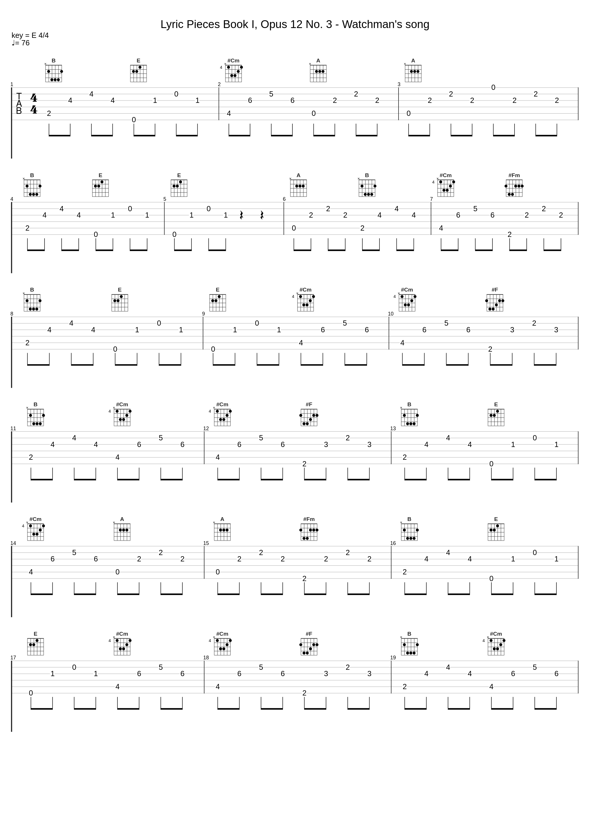 Lyric Pieces Book I, Opus 12 No. 3 - Watchman's song_Edvard Grieg,Nologo_1