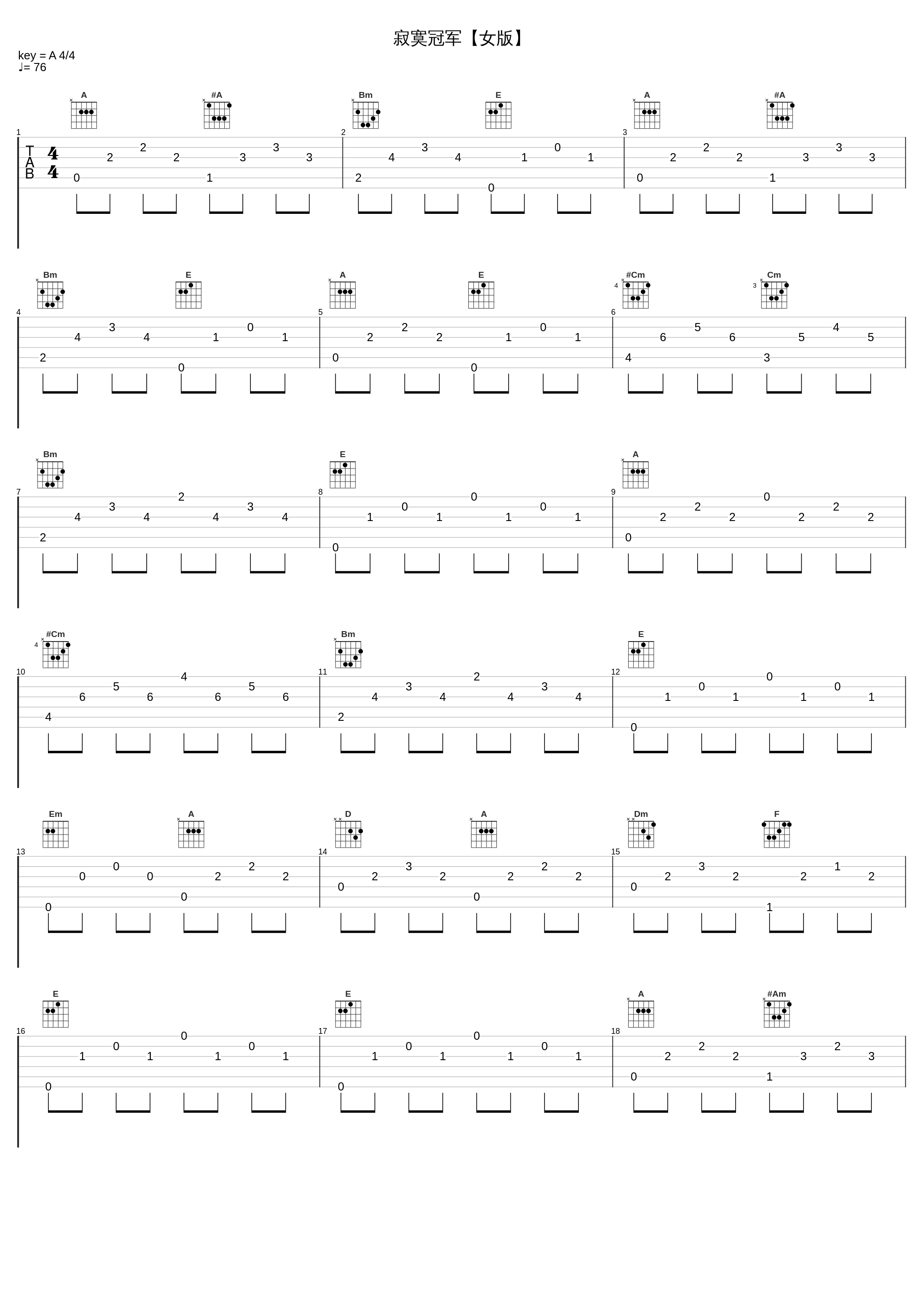 寂寞冠军【女版】_伍思凯_1