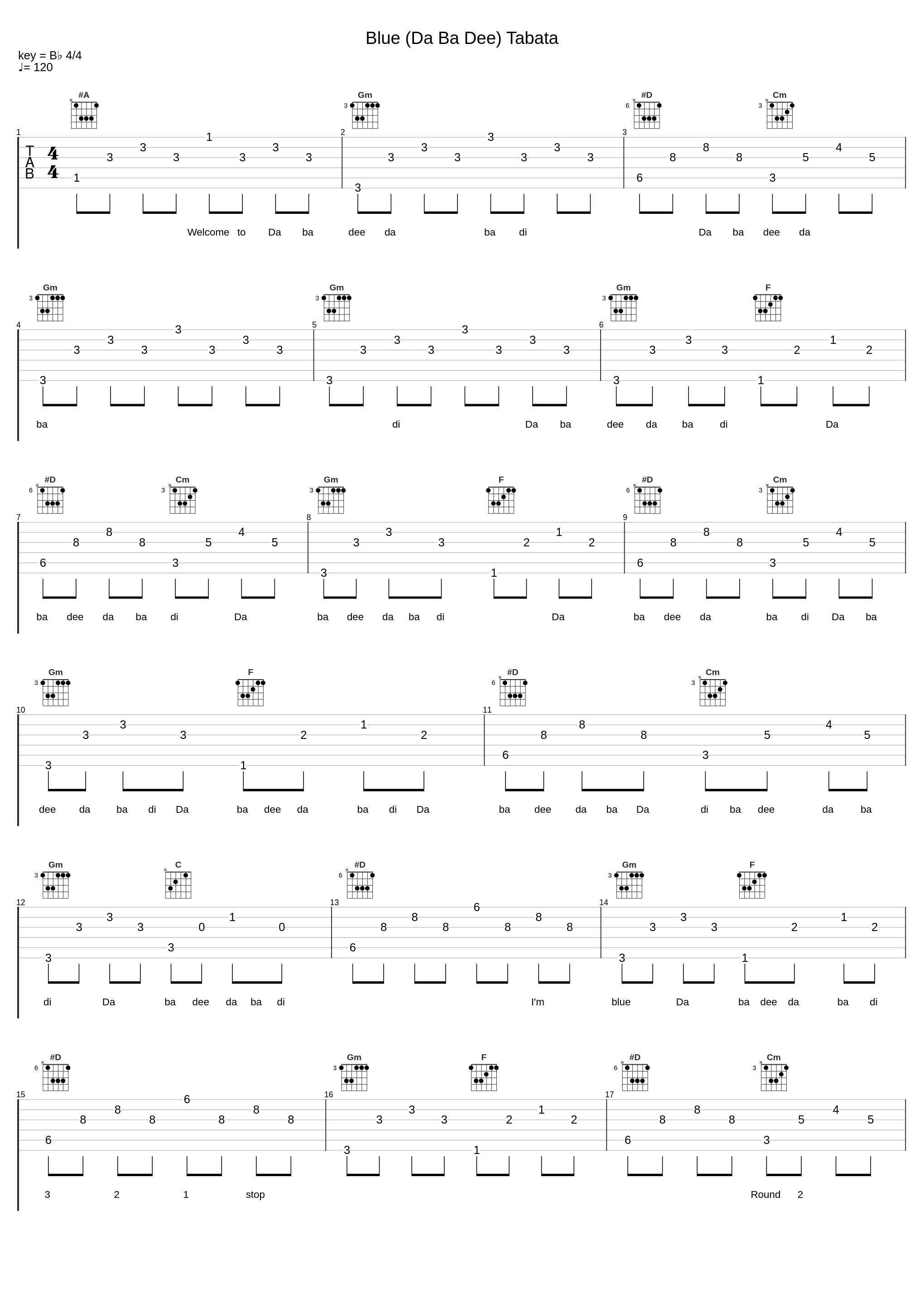 Blue (Da Ba Dee) Tabata_Tabata Songs_1