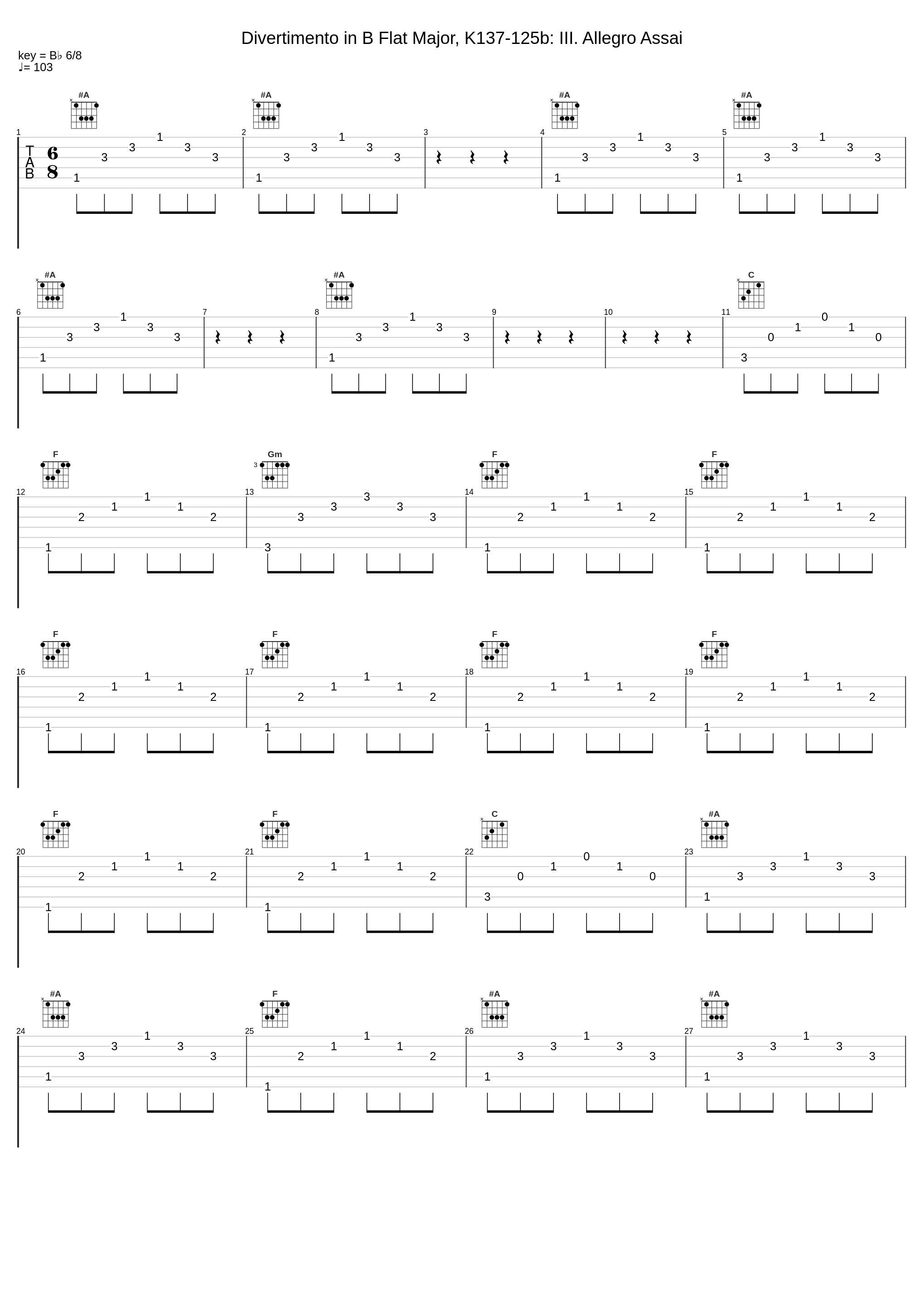 Divertimento in B Flat Major, K137-125b: III. Allegro Assai_Gunther Hasselmann,Wolfgang Amadeus Mozart_1