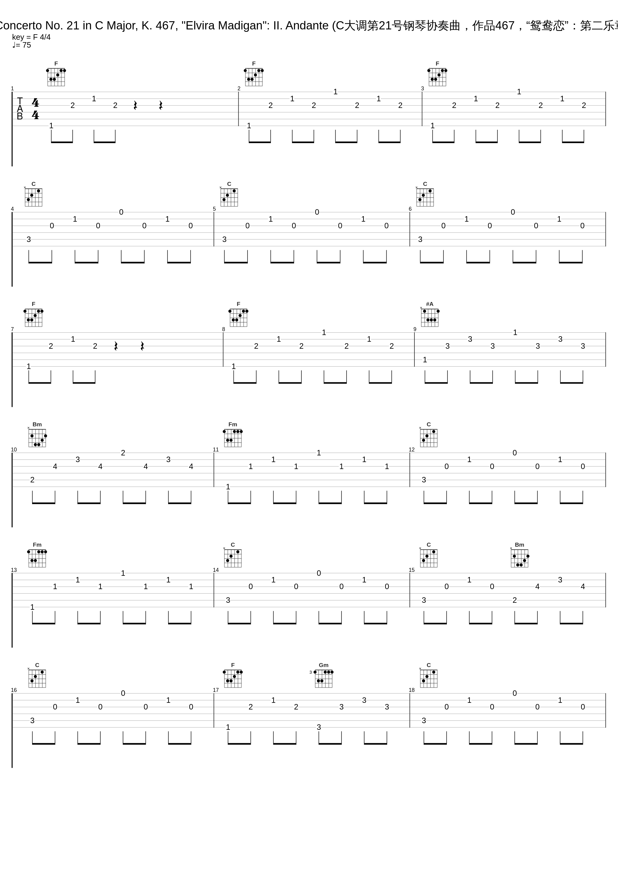 Piano Concerto No. 21 in C Major, K. 467, "Elvira Madigan": II. Andante (C大调第21号钢琴协奏曲，作品467，“鸳鸯恋”：第二乐章 行板)_Vilmos Fischer,Vienna Mozart Ensemble,Herbert Kraus_1