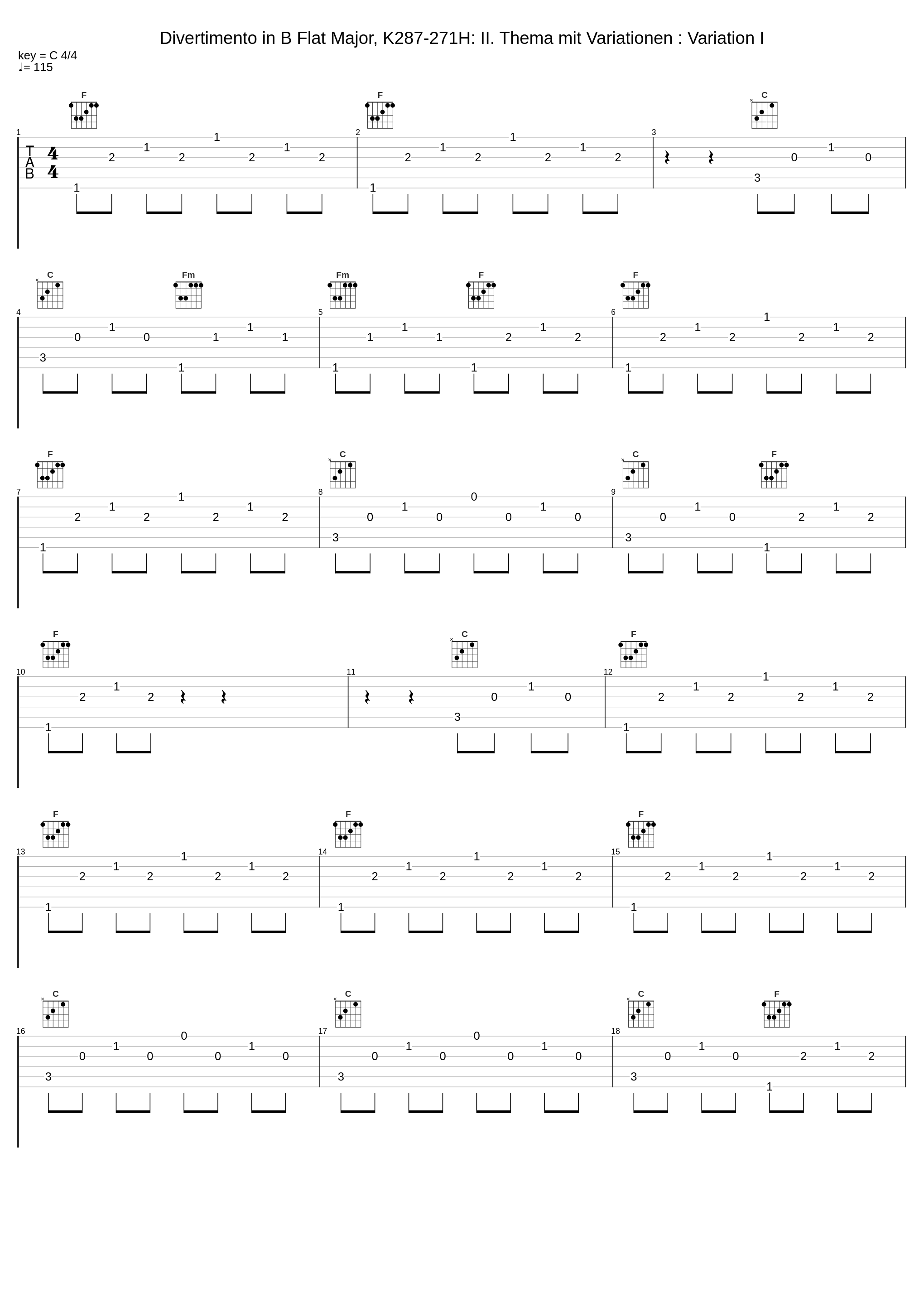 Divertimento in B Flat Major, K287-271H: II. Thema mit Variationen : Variation I_Gunther Hasselmann,Wolfgang Amadeus Mozart_1