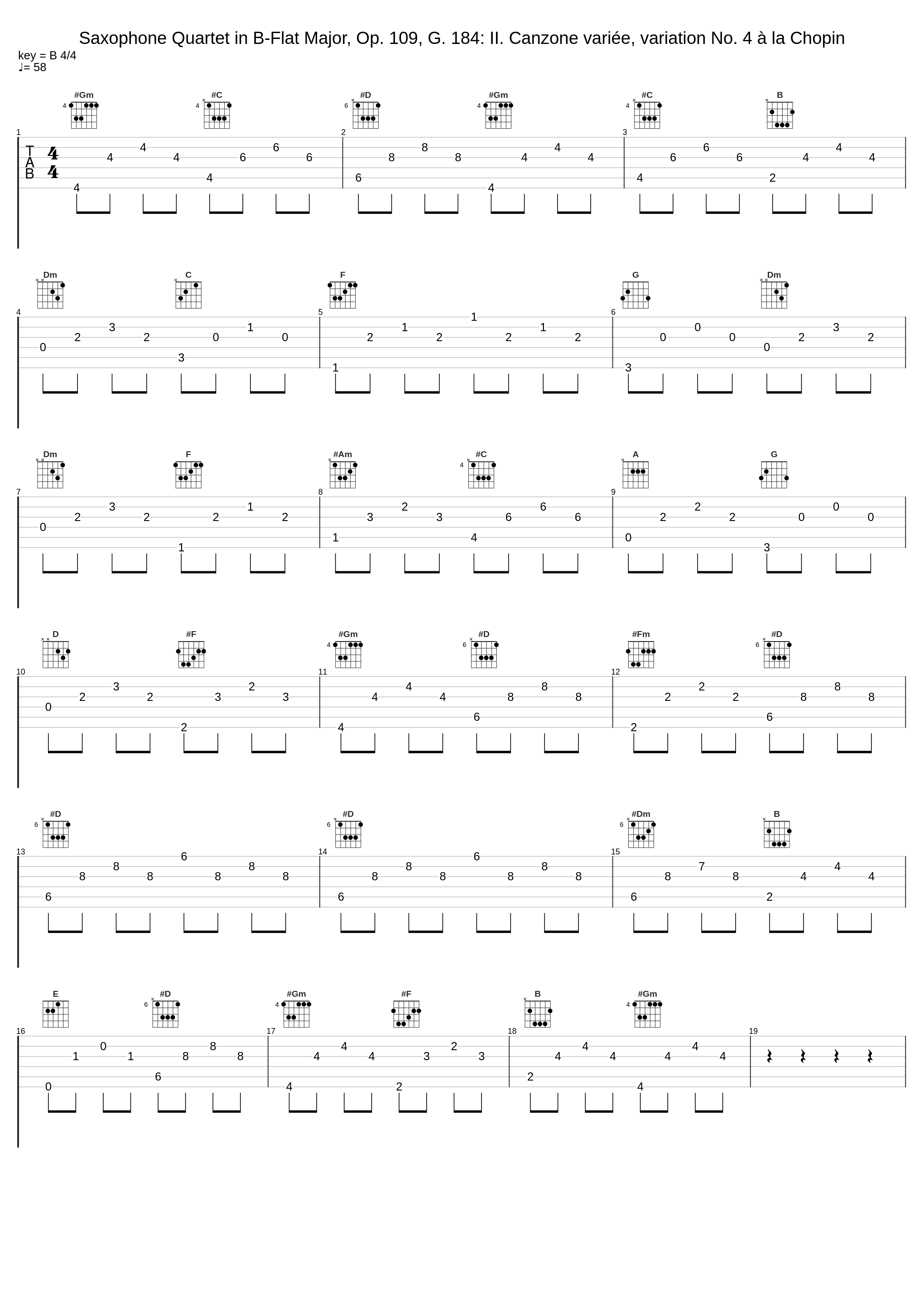 Saxophone Quartet in B-Flat Major, Op. 109, G. 184: II. Canzone variée, variation No. 4 à la Chopin_Quatuor Habanera,Alexander Glazunov_1