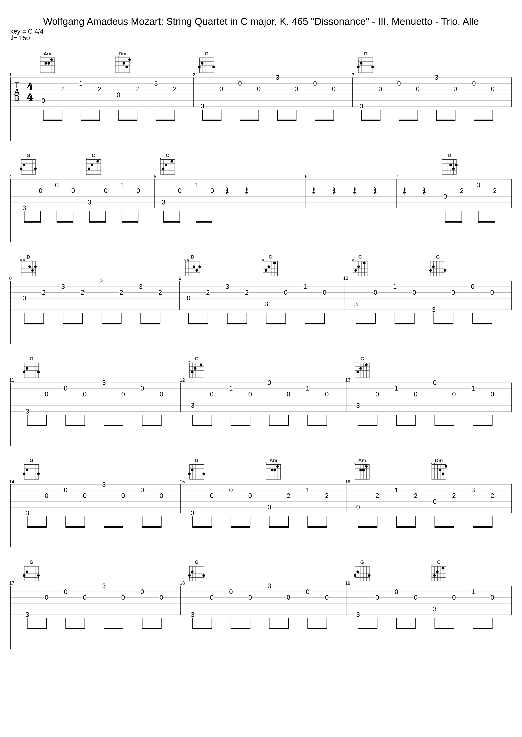 Wolfgang Amadeus Mozart: String Quartet in C major, K. 465 "Dissonance" - III. Menuetto - Trio. Alle_Wolfgang Amadeus Mozart_1