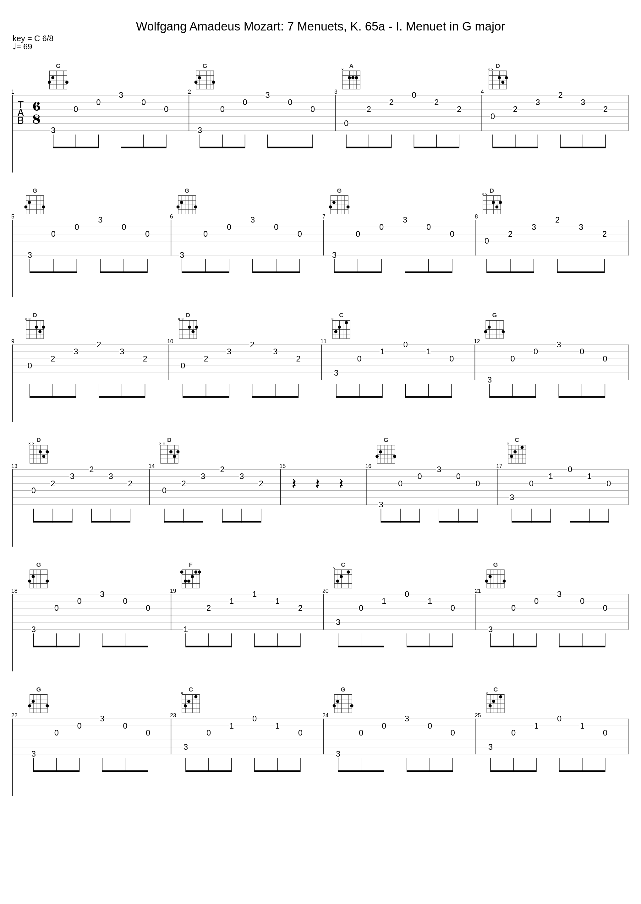 Wolfgang Amadeus Mozart: 7 Menuets, K. 65a - I. Menuet in G major_Wolfgang Amadeus Mozart_1