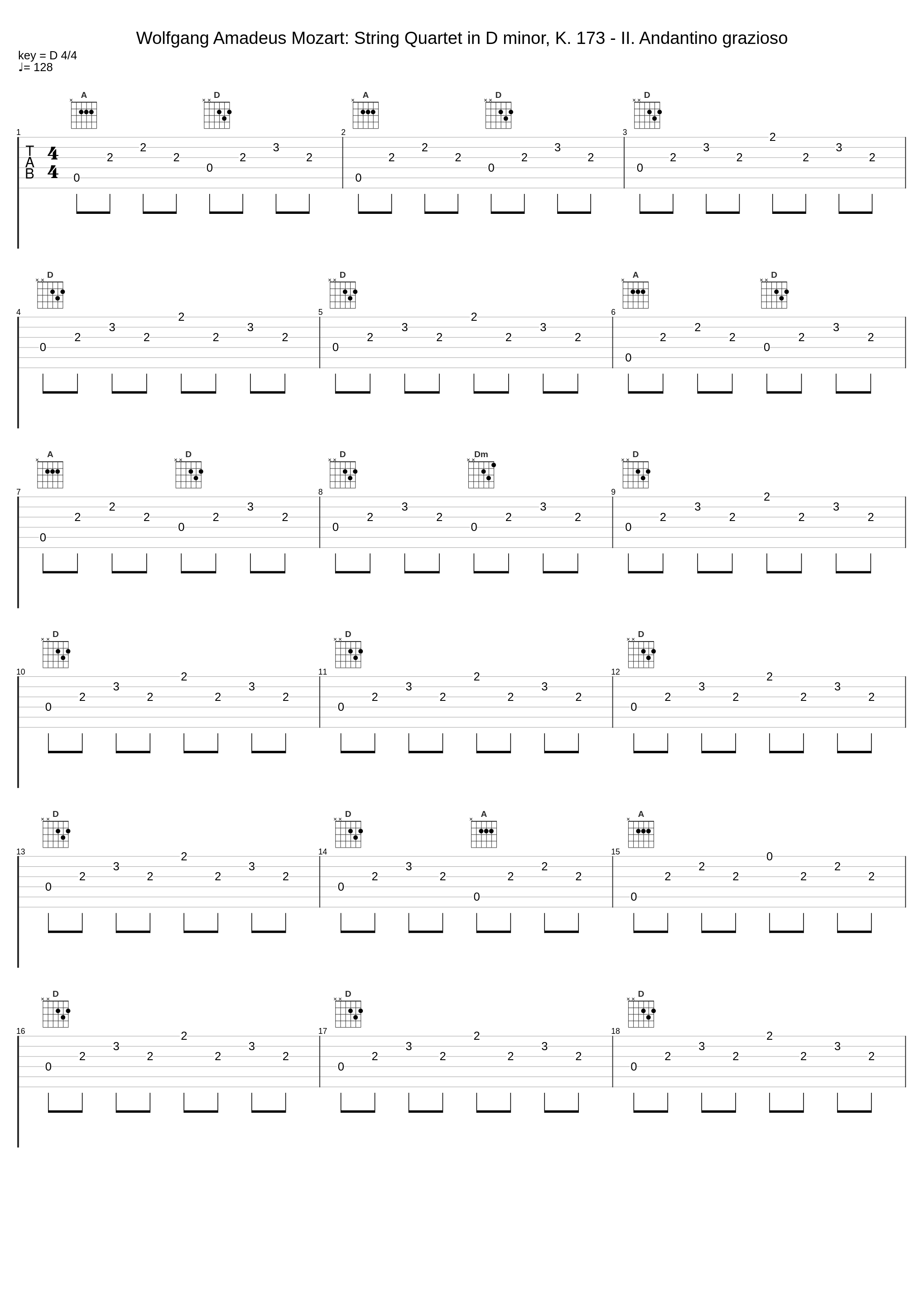 Wolfgang Amadeus Mozart: String Quartet in D minor, K. 173 - II. Andantino grazioso_Wolfgang Amadeus Mozart_1