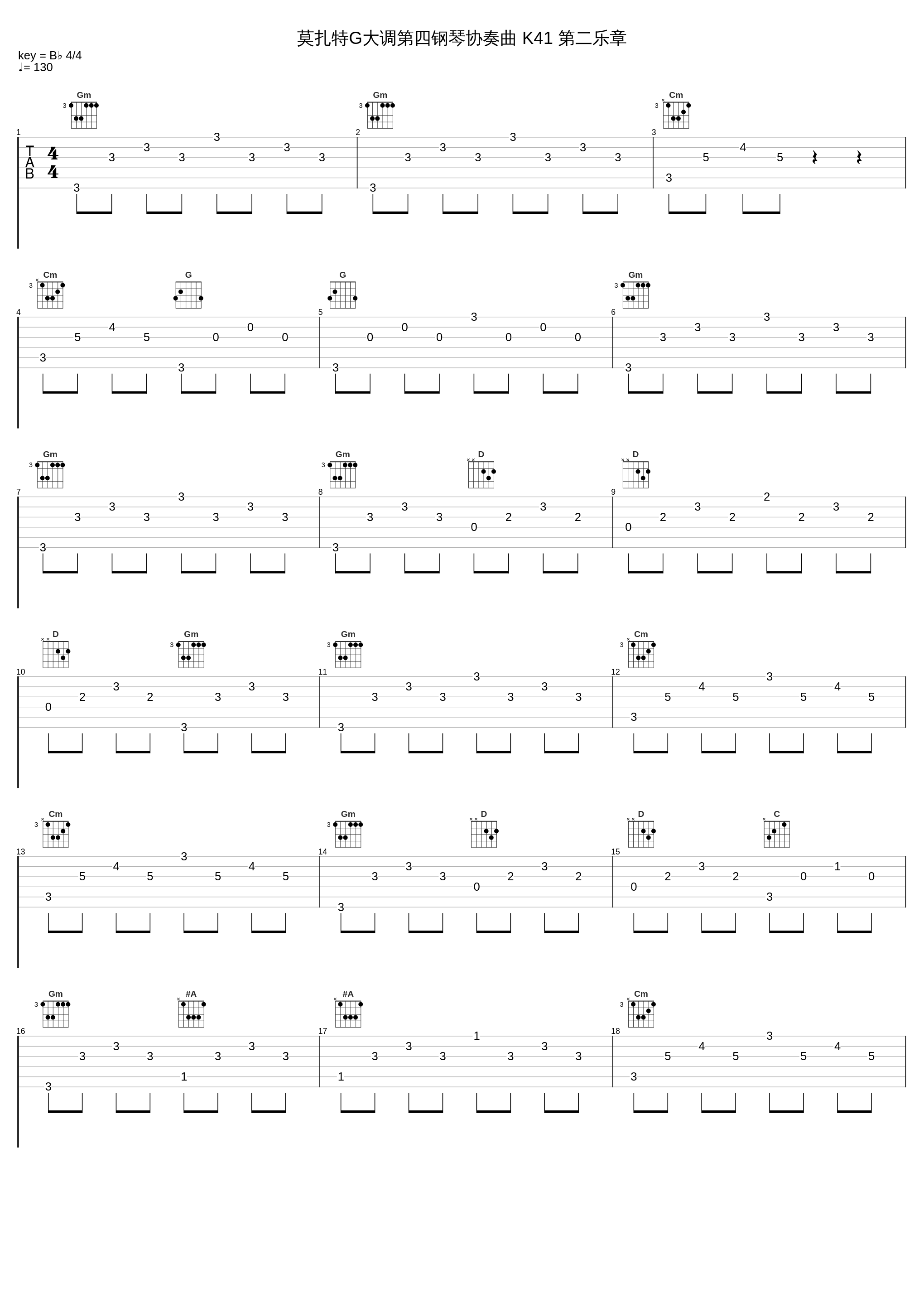 莫扎特G大调第四钢琴协奏曲 K41 第二乐章_Wolfgang Amadeus Mozart_1