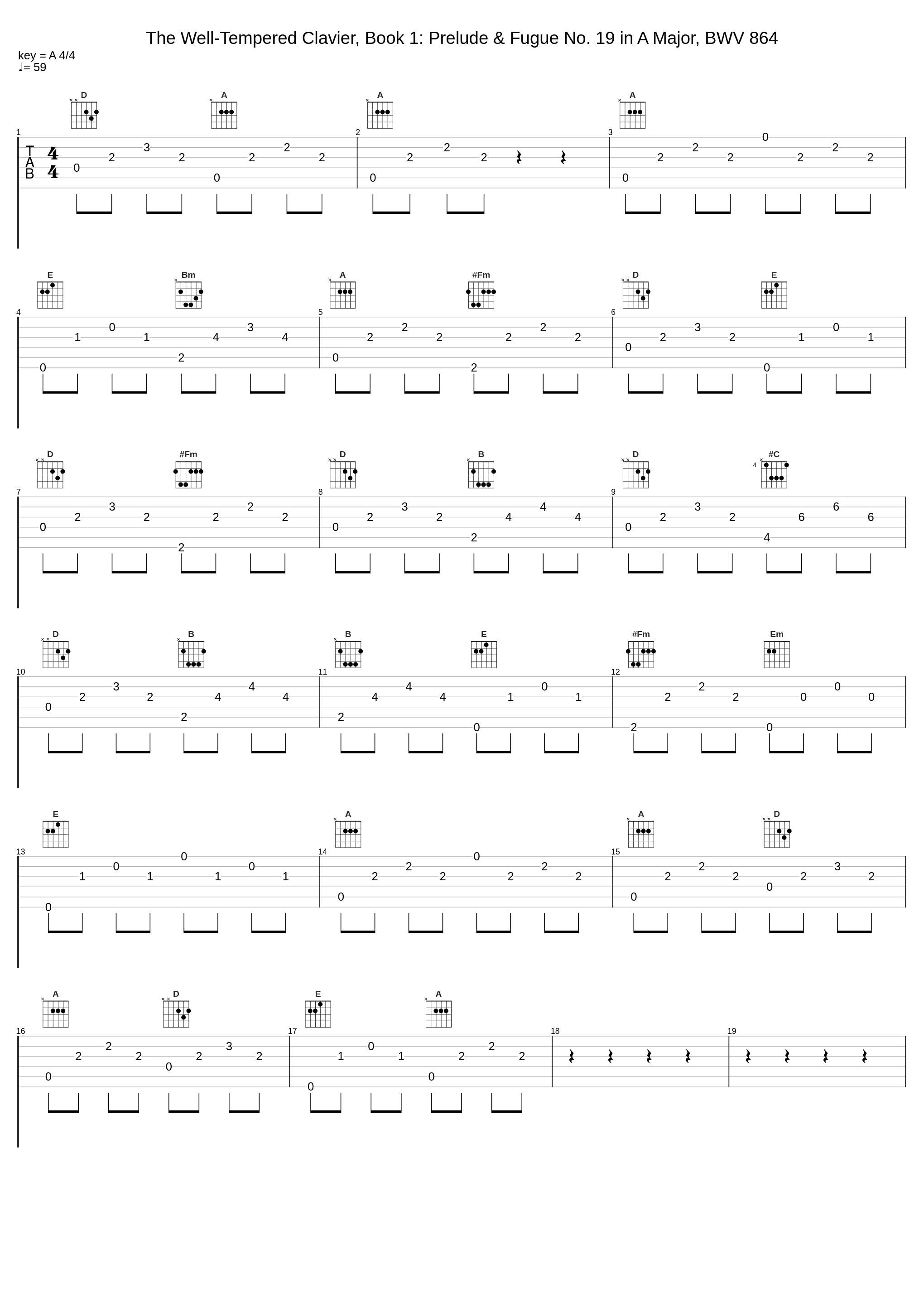 The Well-Tempered Clavier, Book 1: Prelude & Fugue No. 19 in A Major, BWV 864_Arthur Loesser_1