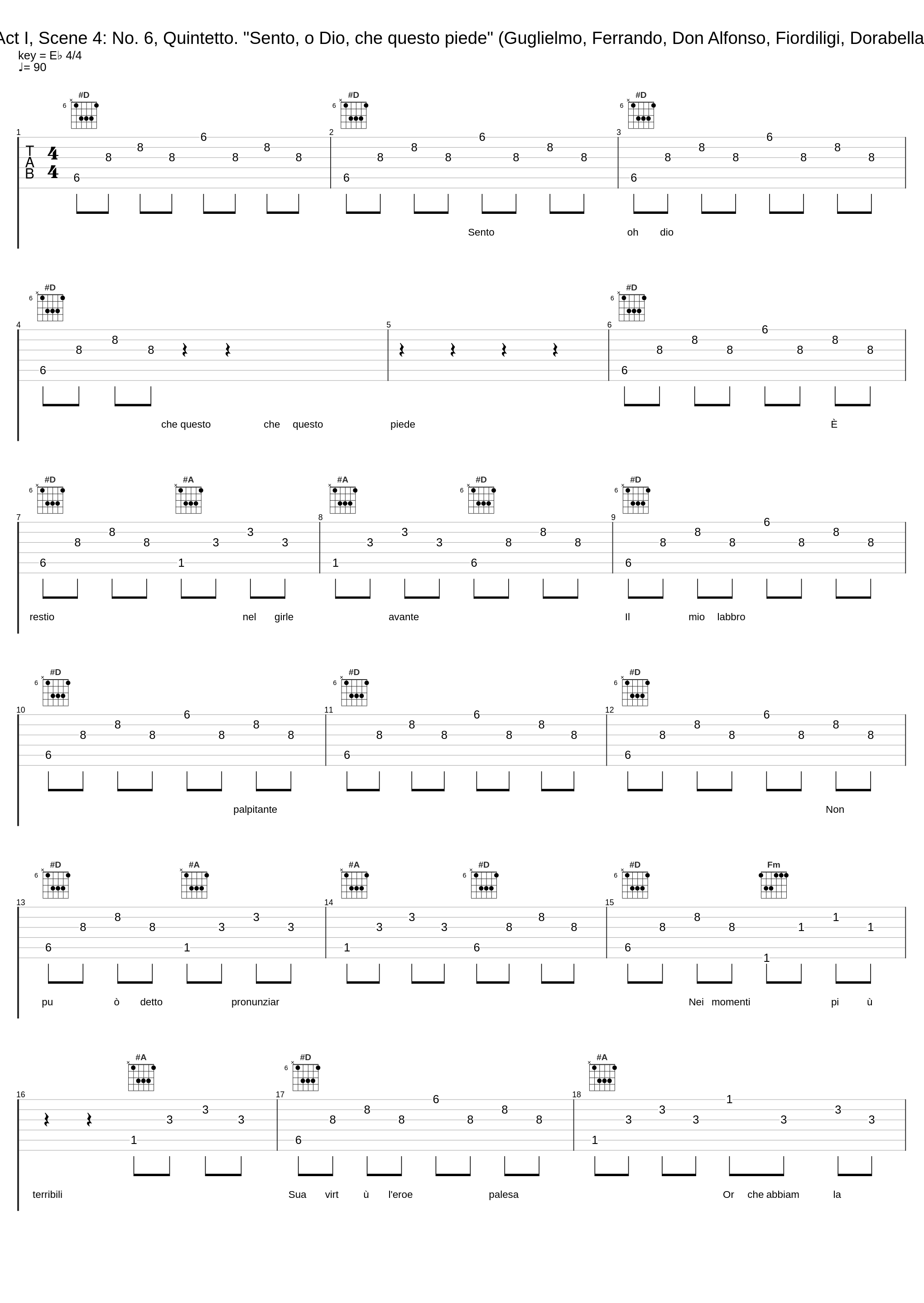 Act I, Scene 4: No. 6, Quintetto. "Sento, o Dio, che questo piede" (Guglielmo, Ferrando, Don Alfonso, Fiordiligi, Dorabella)_Erich Leinsdorf,Wolfgang Amadeus Mozart_1