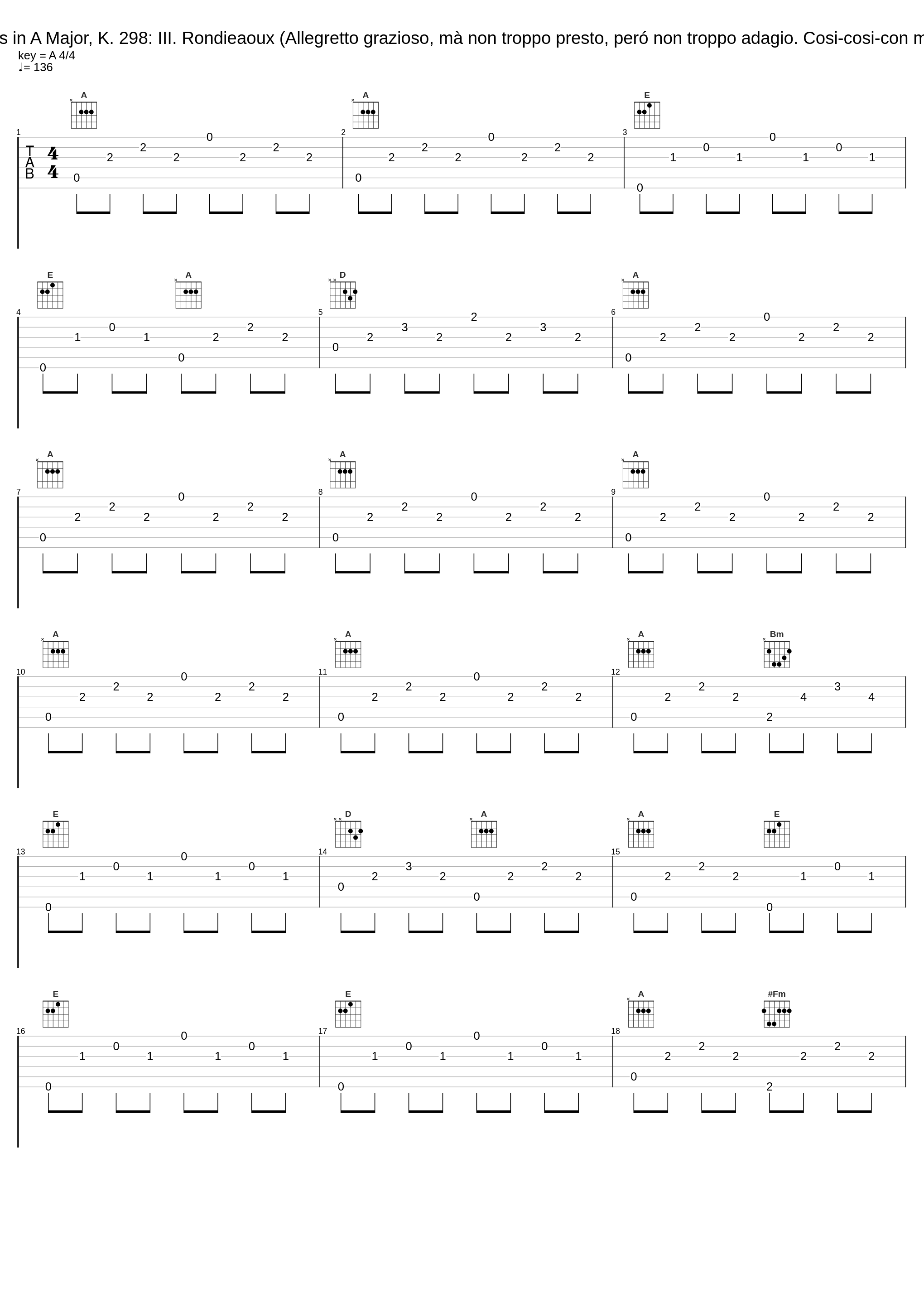 Quartet for Flute and Strings in A Major, K. 298: III. Rondieaoux (Allegretto grazioso, mà non troppo presto, peró non troppo adagio. Cosi-cosi-con molto garbo ed Espressione)_Oxalys,Wolfgang Amadeus Mozart_1