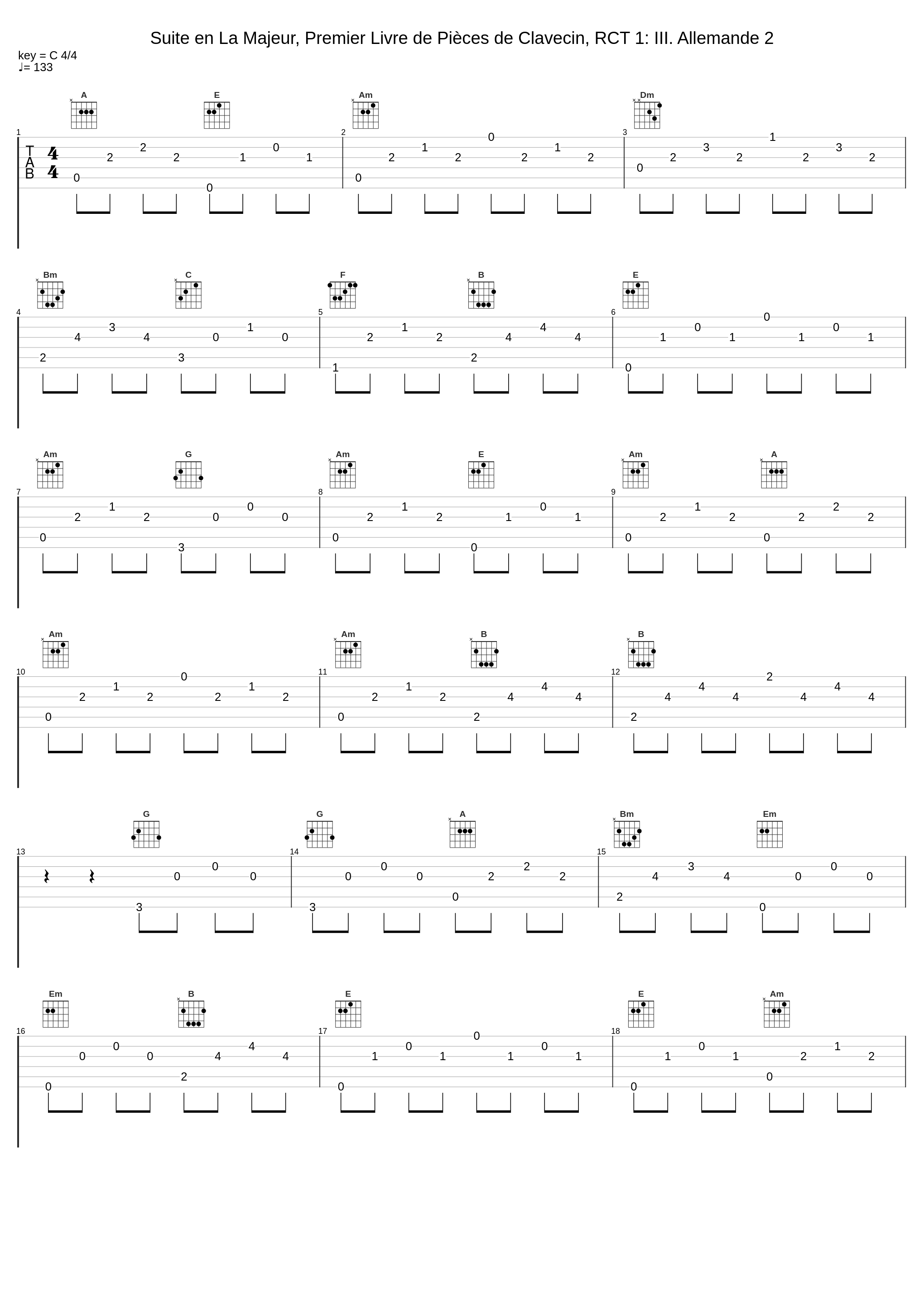 Suite en La Majeur, Premier Livre de Pièces de Clavecin, RCT 1: III. Allemande 2_Alexander Paley_1