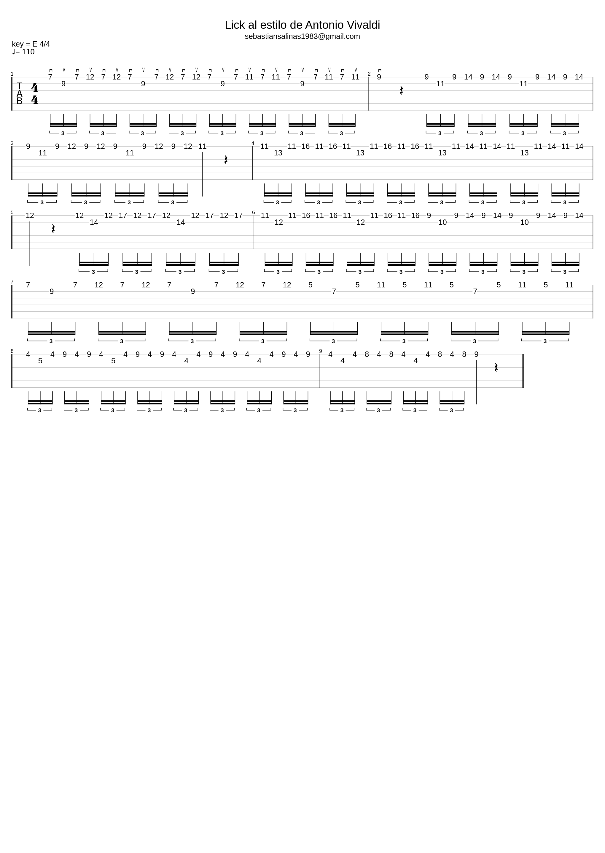 Antonio Vivaldi Lick - Tab by Sebastian Salinas - sebastiansalinasguitarra.com_Antonio Vivaldi_1