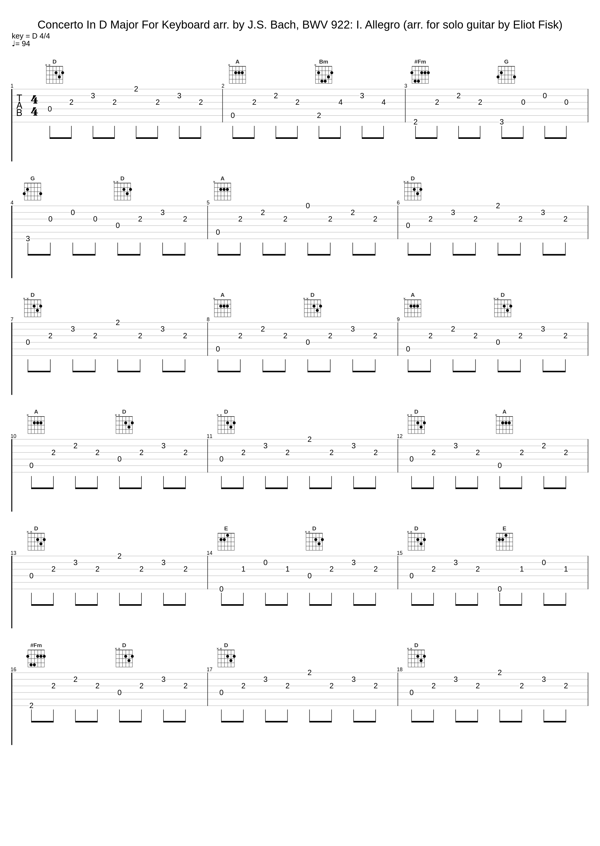 Concerto In D Major For Keyboard arr. by J.S. Bach, BWV 922: I. Allegro (arr. for solo guitar by Eliot Fisk)_Eliot Fisk,Orchestra Of St. Luke's,Antonio Vivaldi_1