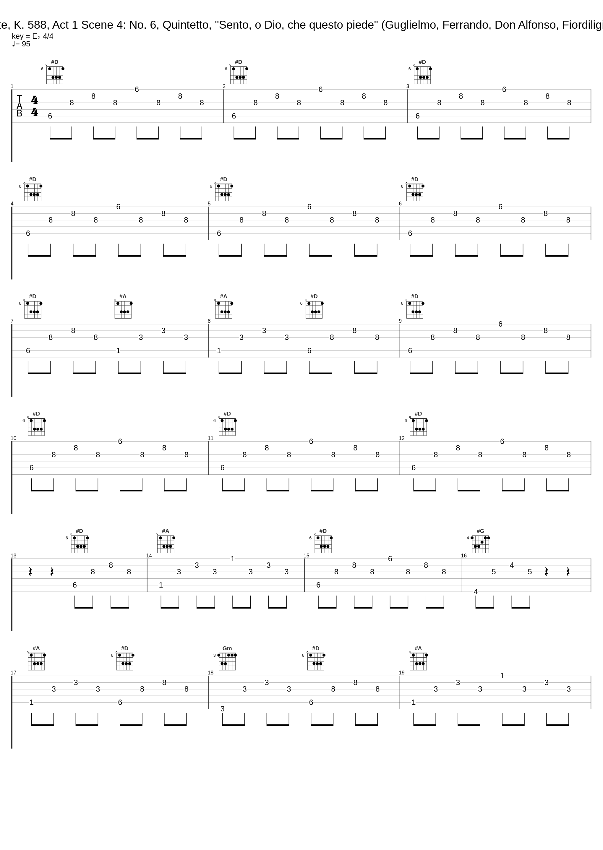 Così fan tutte, K. 588, Act 1 Scene 4: No. 6, Quintetto, "Sento, o Dio, che questo piede" (Guglielmo, Ferrando, Don Alfonso, Fiordiligi, Dorabella)_Elisabeth Schwarzkopf,Nan Merriman,Rolando Panerai,Léopold Simoneau,Sesto Bruscantini,Philharmonia Orchestra,Herbert von Karajan_1